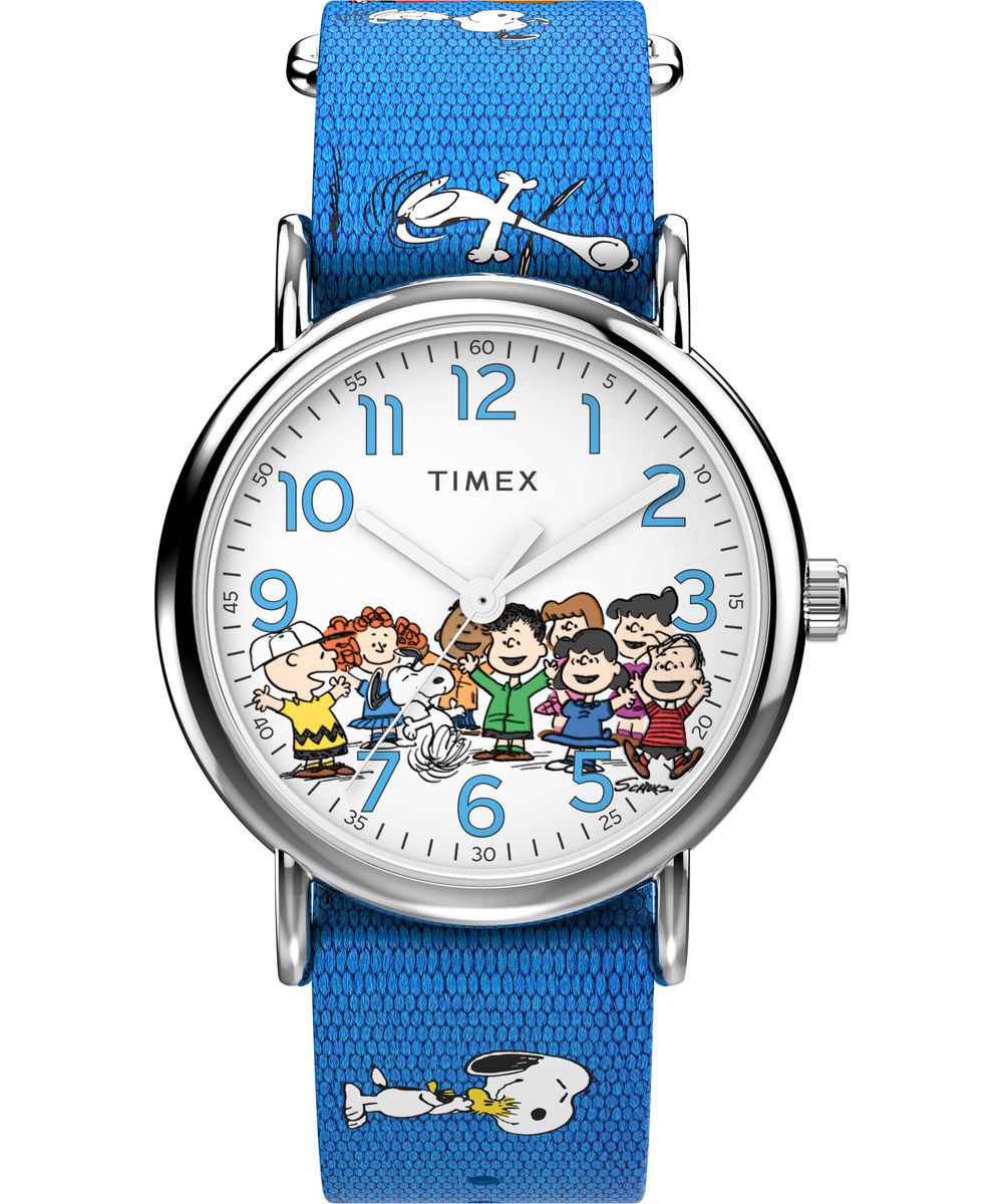 Timex Weekender X Peanuts Gang's All Here Unisex Blauwe Horloge TW2W19400 - Maat One Size-image