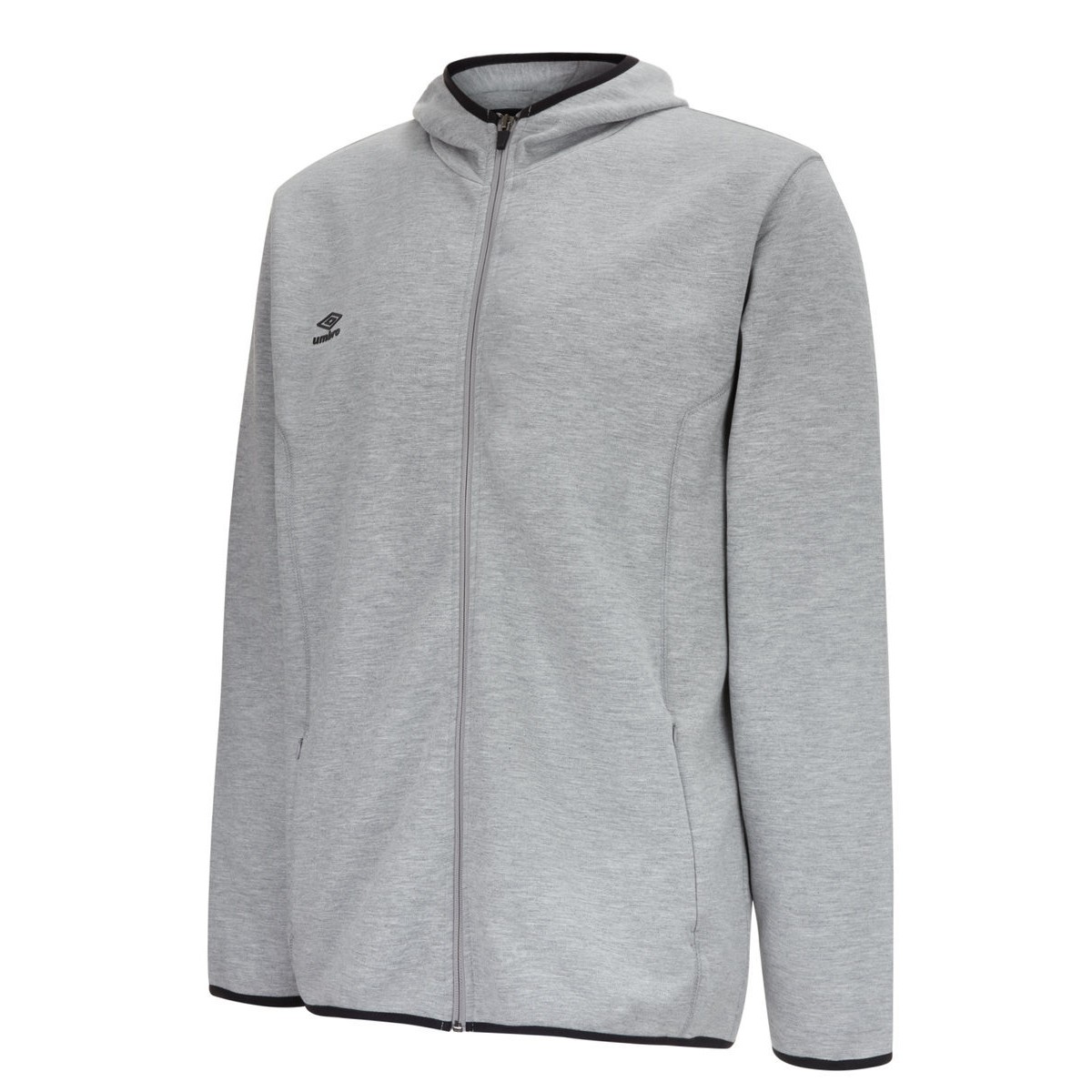 Thumbnail - Umbro Herren Pro Fleece-Kapuzenpullover mit durchgehendem Reißverschluss (Graumeliert/Schwarz)