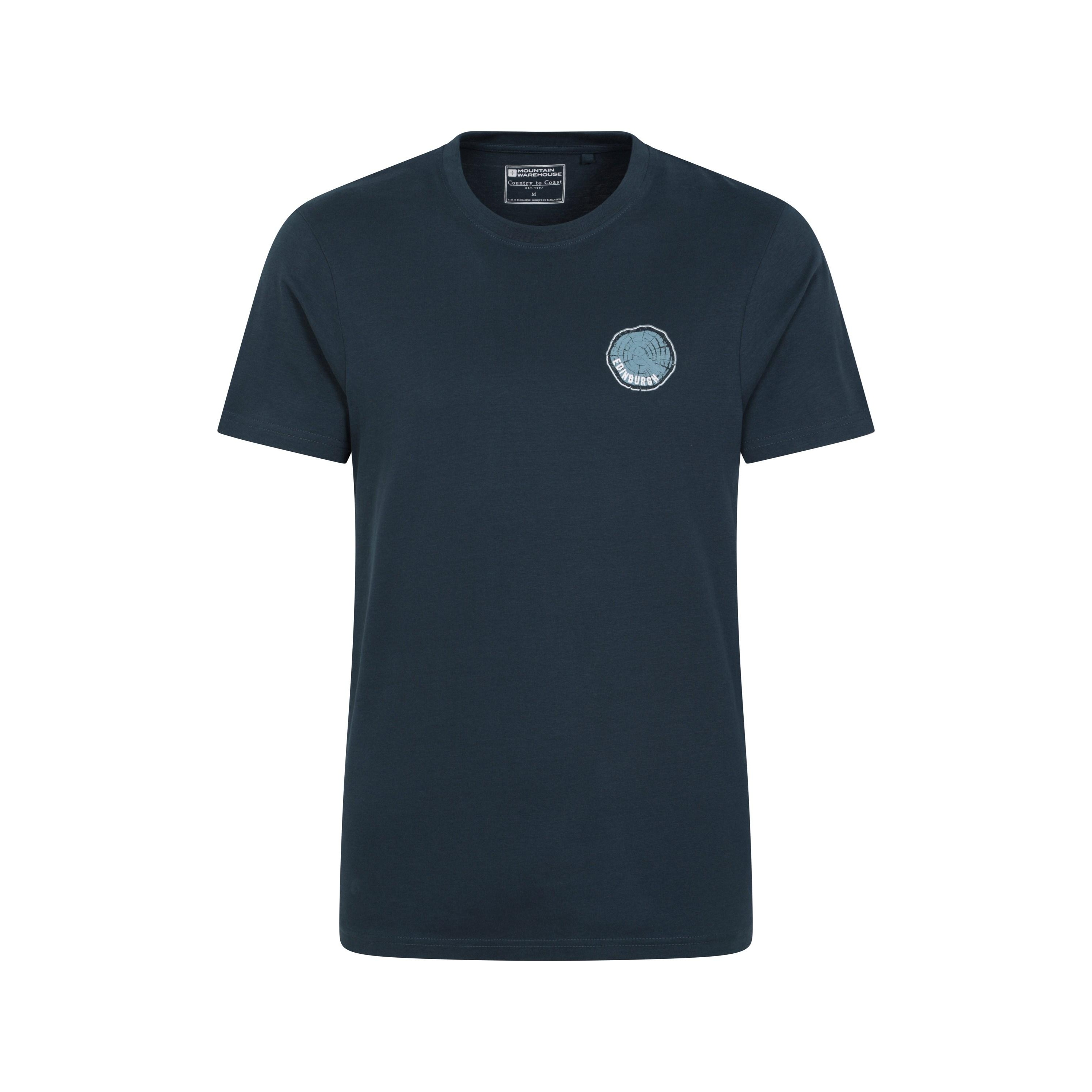 Mountain Warehouse Mens Edinburgh Tree Ring Organic T-Shirt (Dark Blue) - Size Large