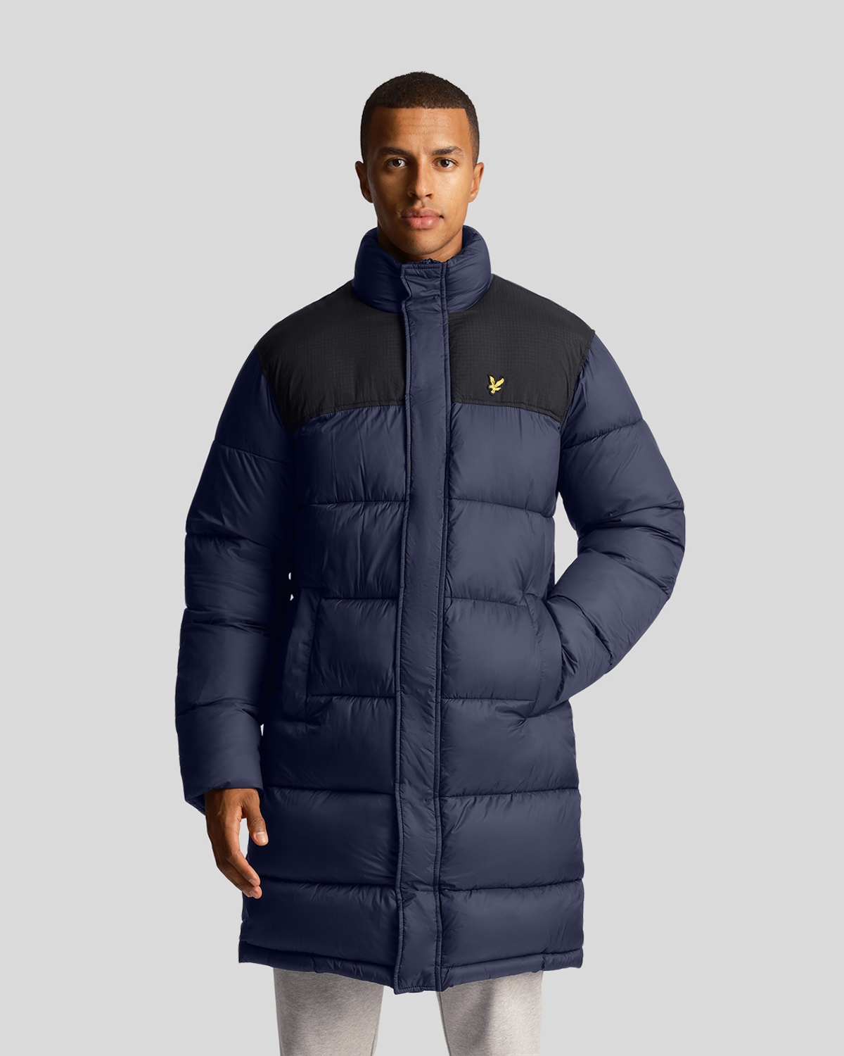 Thumbnail - Lyle & Scott – Lange, wattierte Pufferjacke in Marine