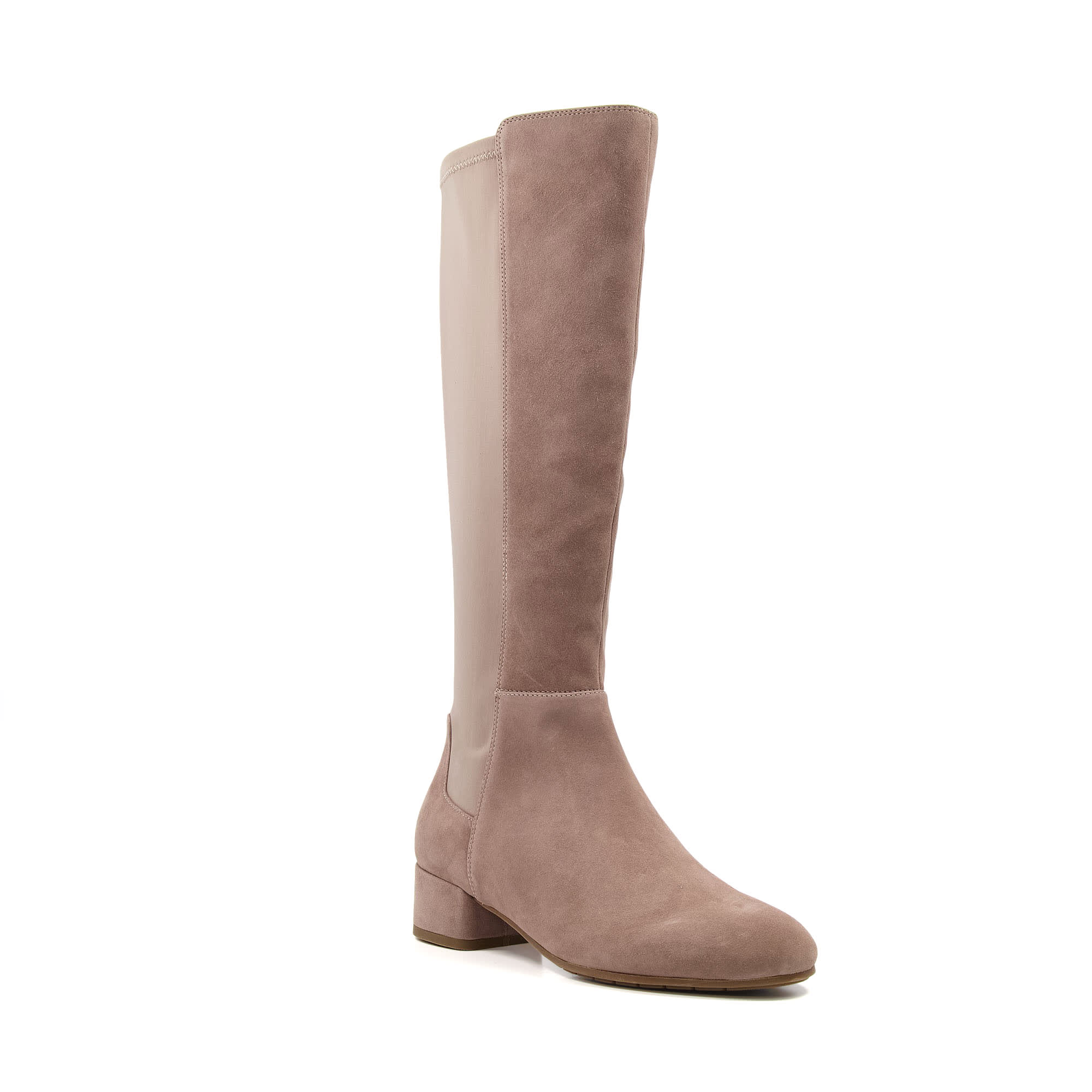 Dune London Womens Ladies TAYLA Stretch-Suede Knee-High Boots – Taupe – Size UK 3