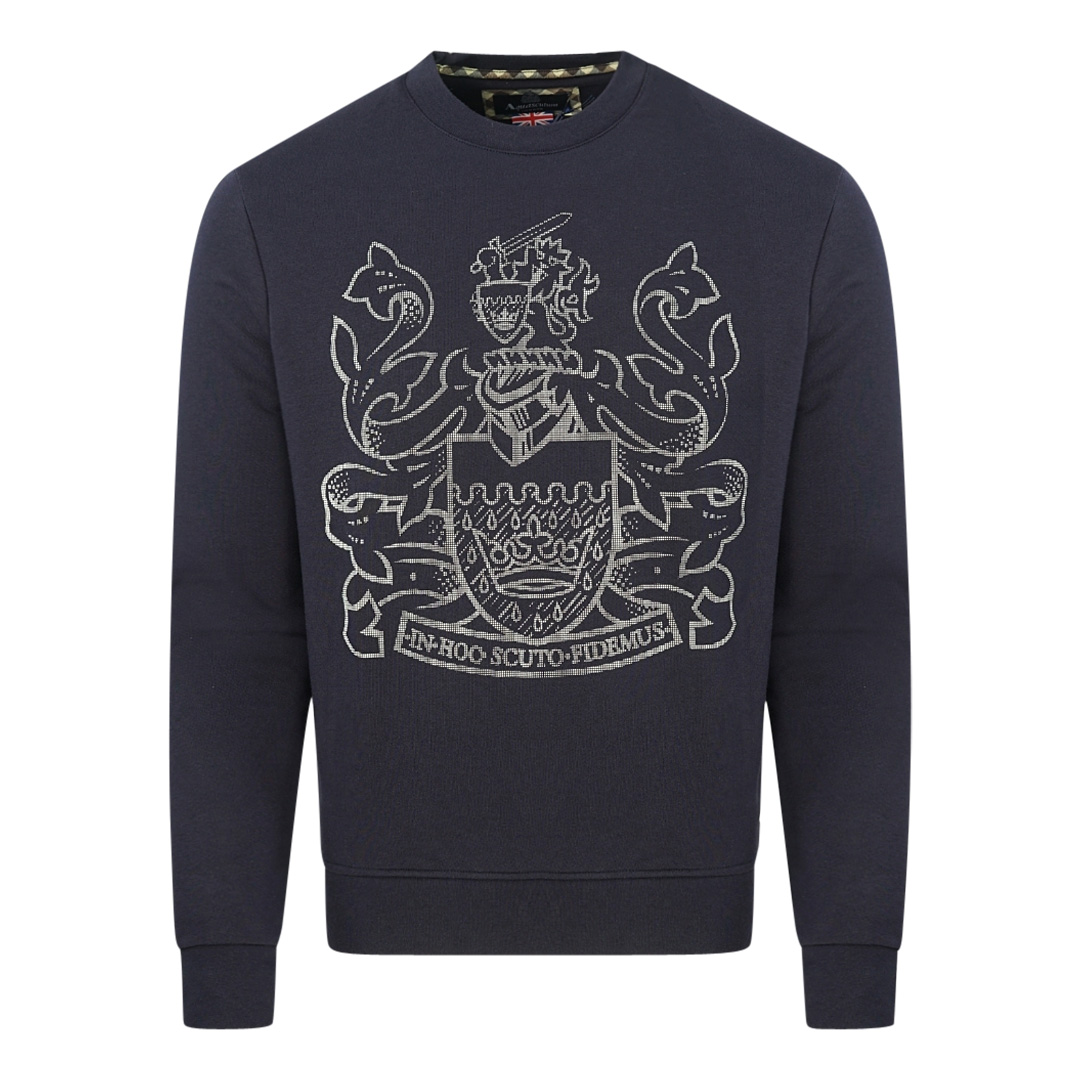 Thumbnail - Aquascutum Pixel Aldis Logo Marineblaues Sweatshirt
