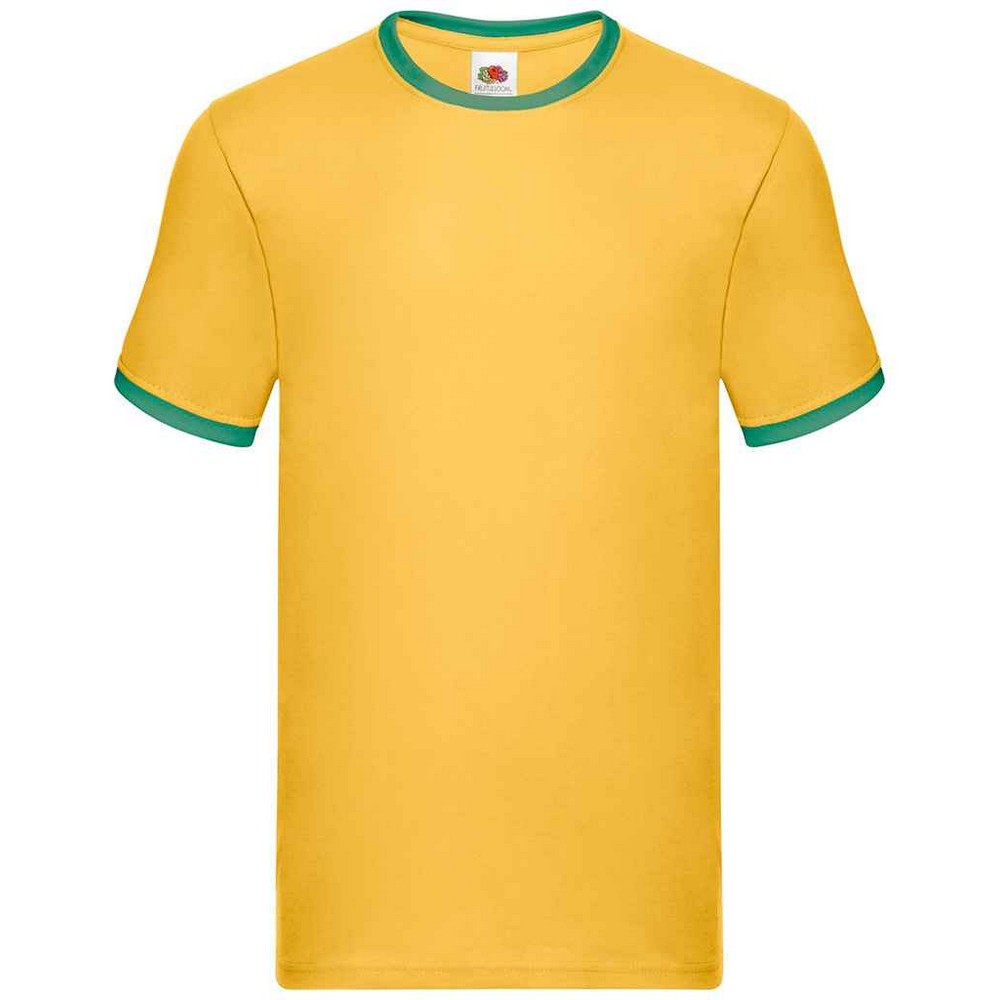 Thumbnail - Fruit of the Loom - "Ringer" T-Shirt für Herren (Sonnenblume/Irisches Grün)