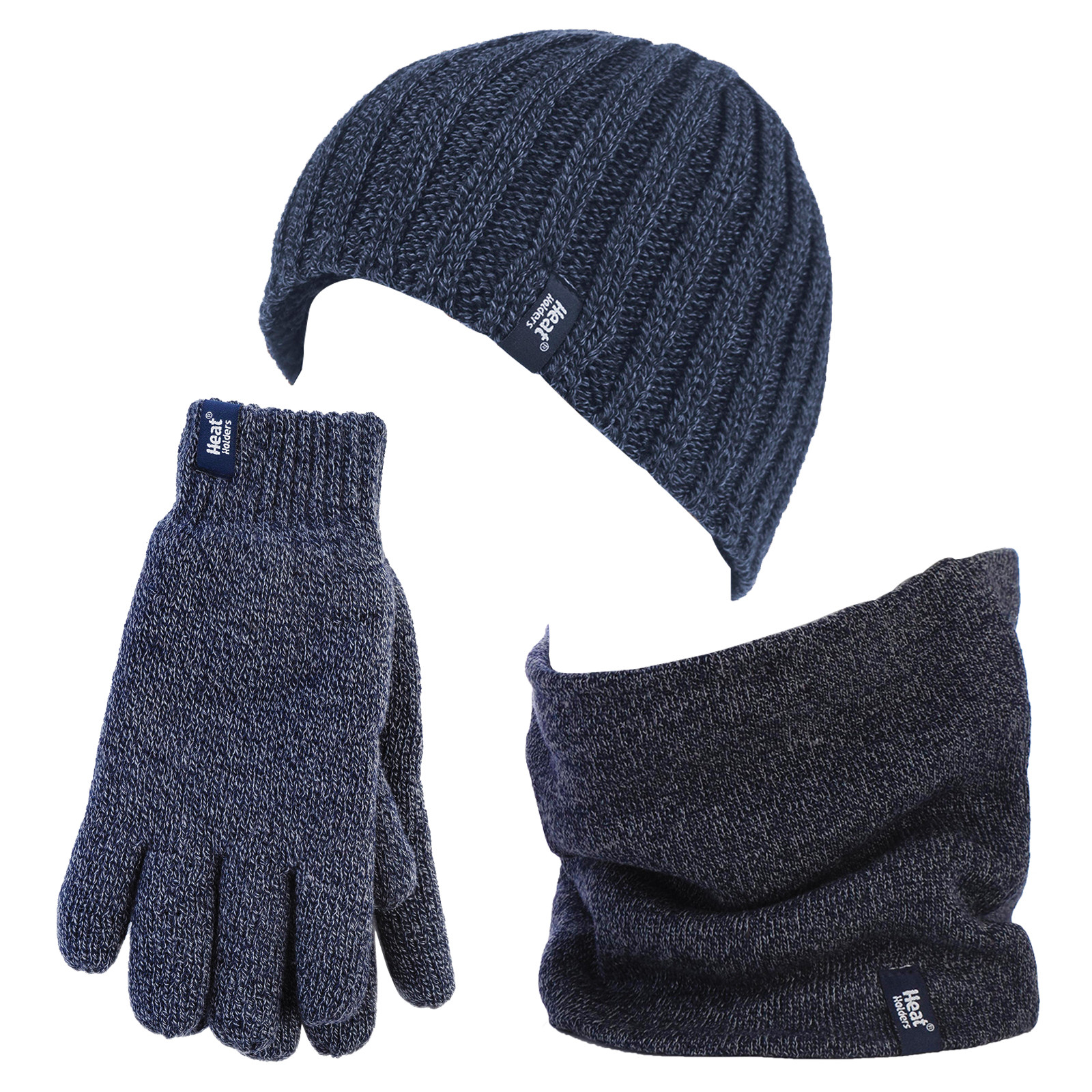 Thumbnail - Heat Holders - Thermische Wintermütze, Halswärmer und Handschuhe aus Fleece für Männer - Navy