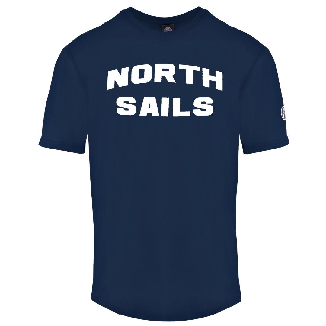 Thumbnail - North Sails Block Brand Logo Marineblau T-Shirt