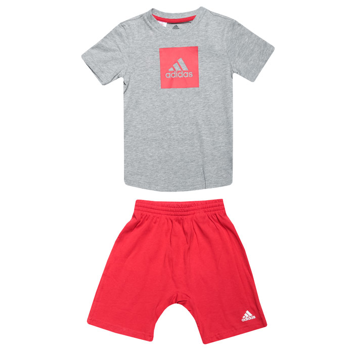 Boy's adidas Baby And Infant Logo Summer Set in Grey red