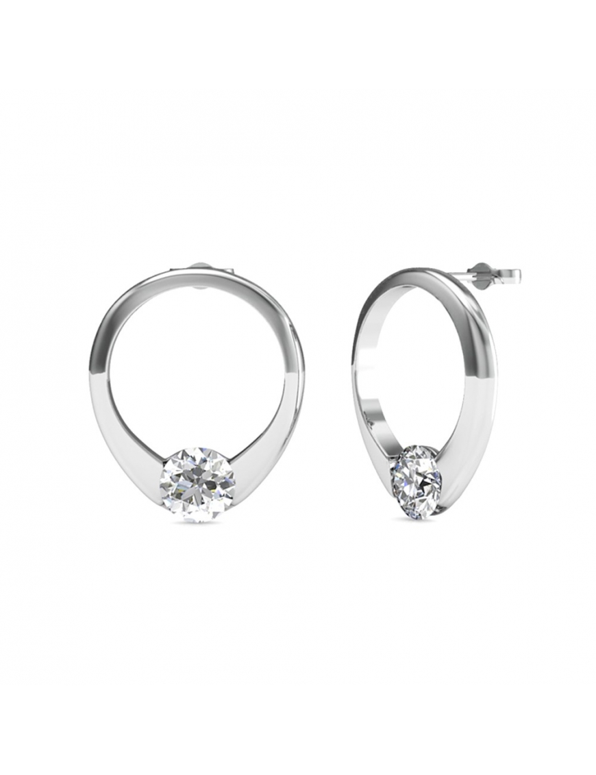 Thumbnail - Mini-Ring-Ohrringe - Silber und Kristall