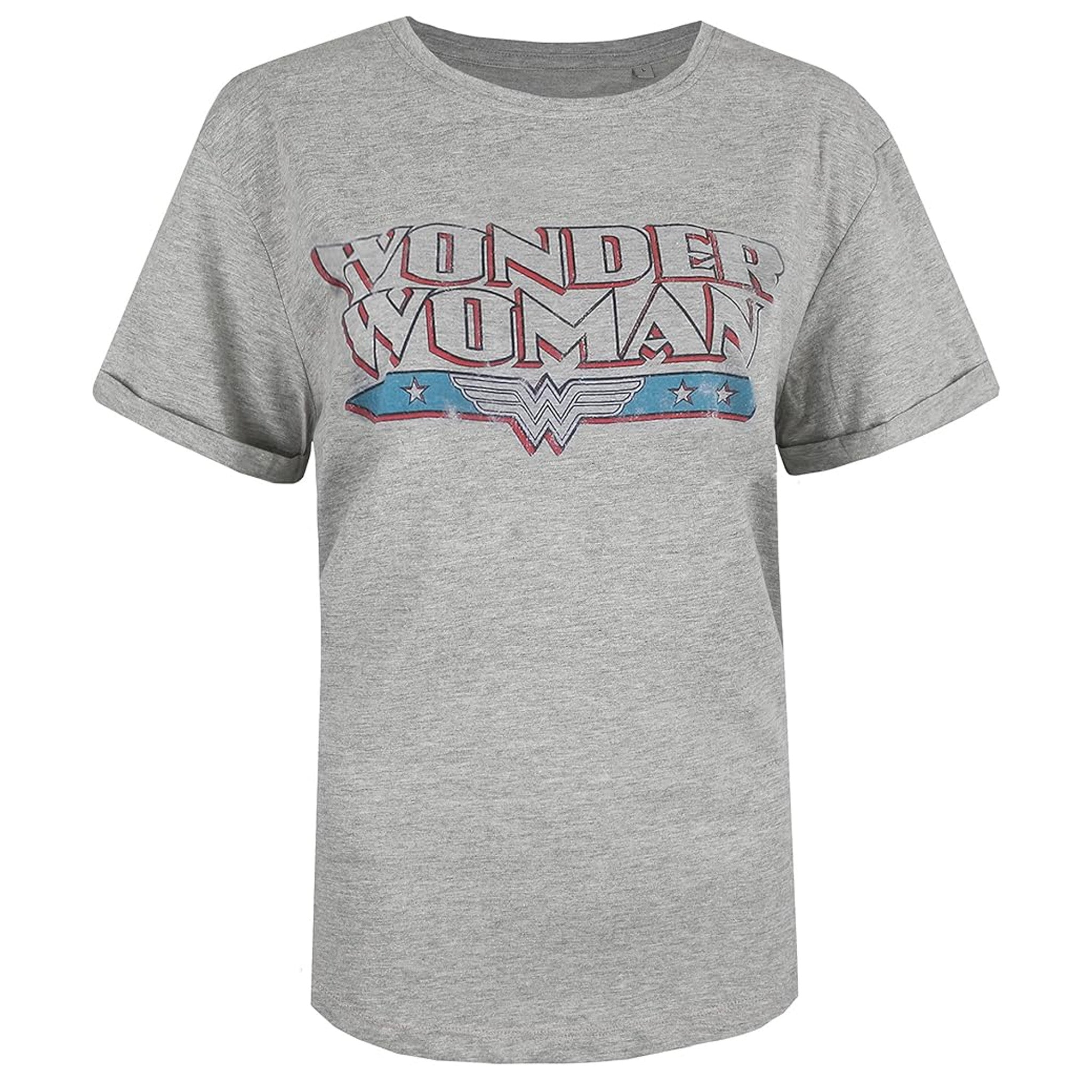 Thumbnail - DC Comics Wonder Woman Retro Damen T-Shirt, Grau