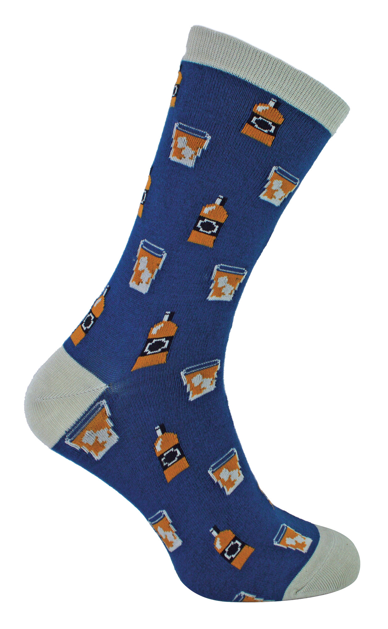 Thumbnail - Herr Heron - Bambus Lustige Whiskey Gemusterte Kleid Socken - Whiksy (Marine)