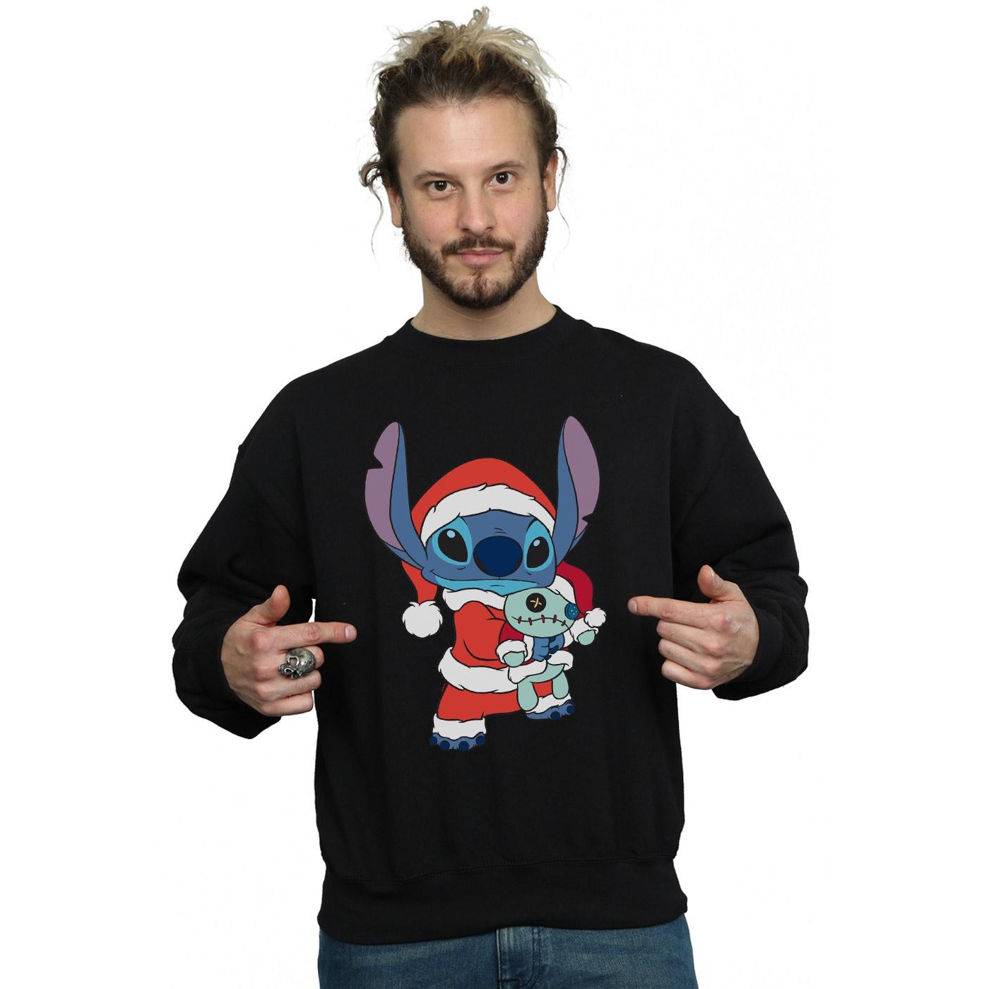 Disney Mens Lilo And Stitch Stitch Christmas Sweatshirt (Black) herr – bild 2