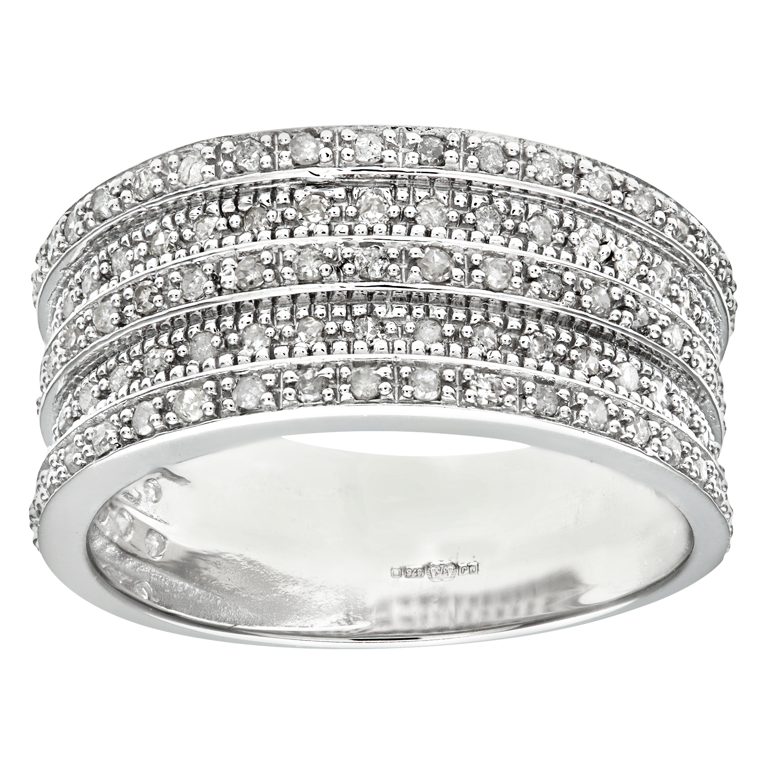 Diamant L’Eternel Womens 9ct White Gold 0.50ct Multi Row Diamond Half Eternity Ring – Size K