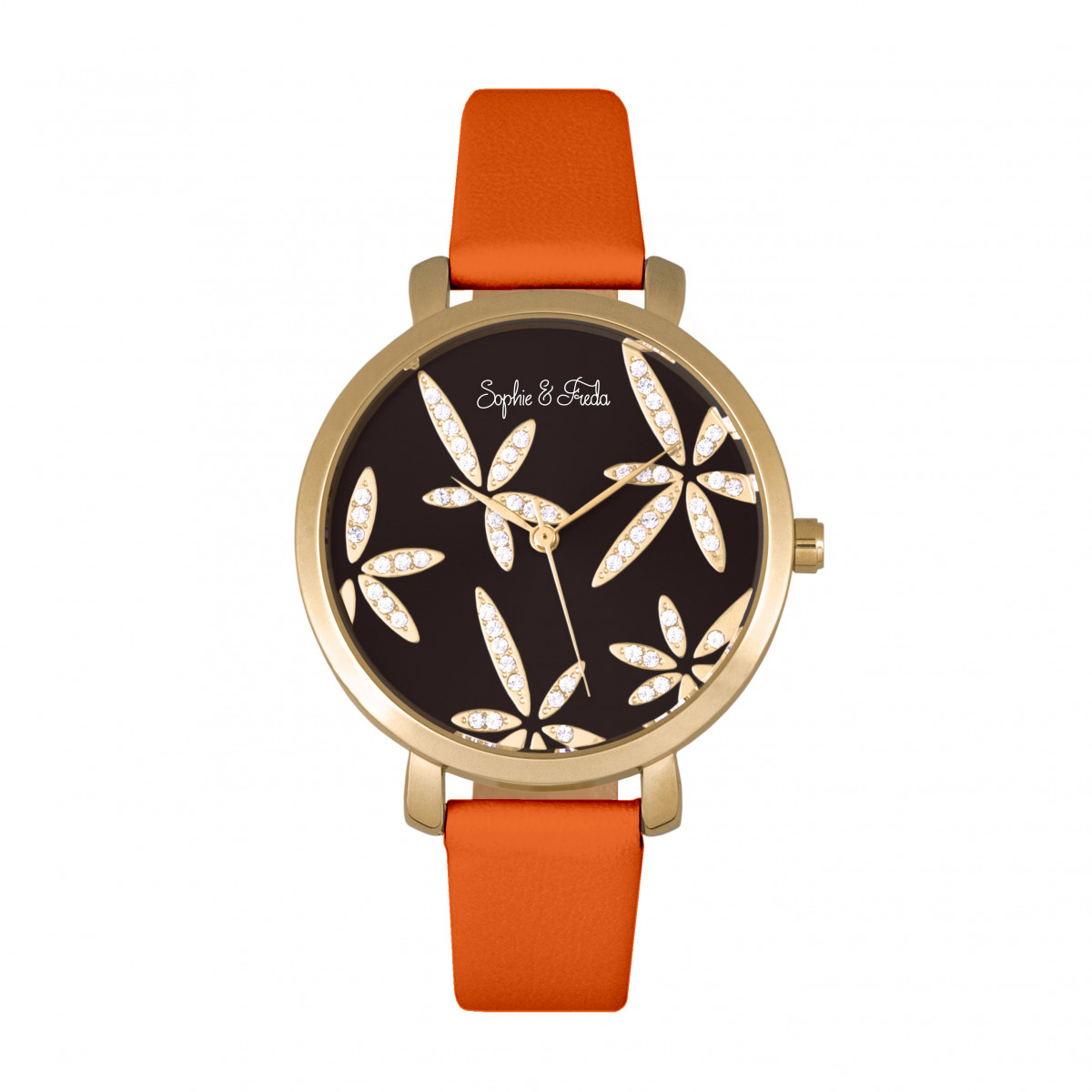 Thumbnail - Montre Sophie & Freda Key West avec bracelet en cuir et cristaux Swarovski