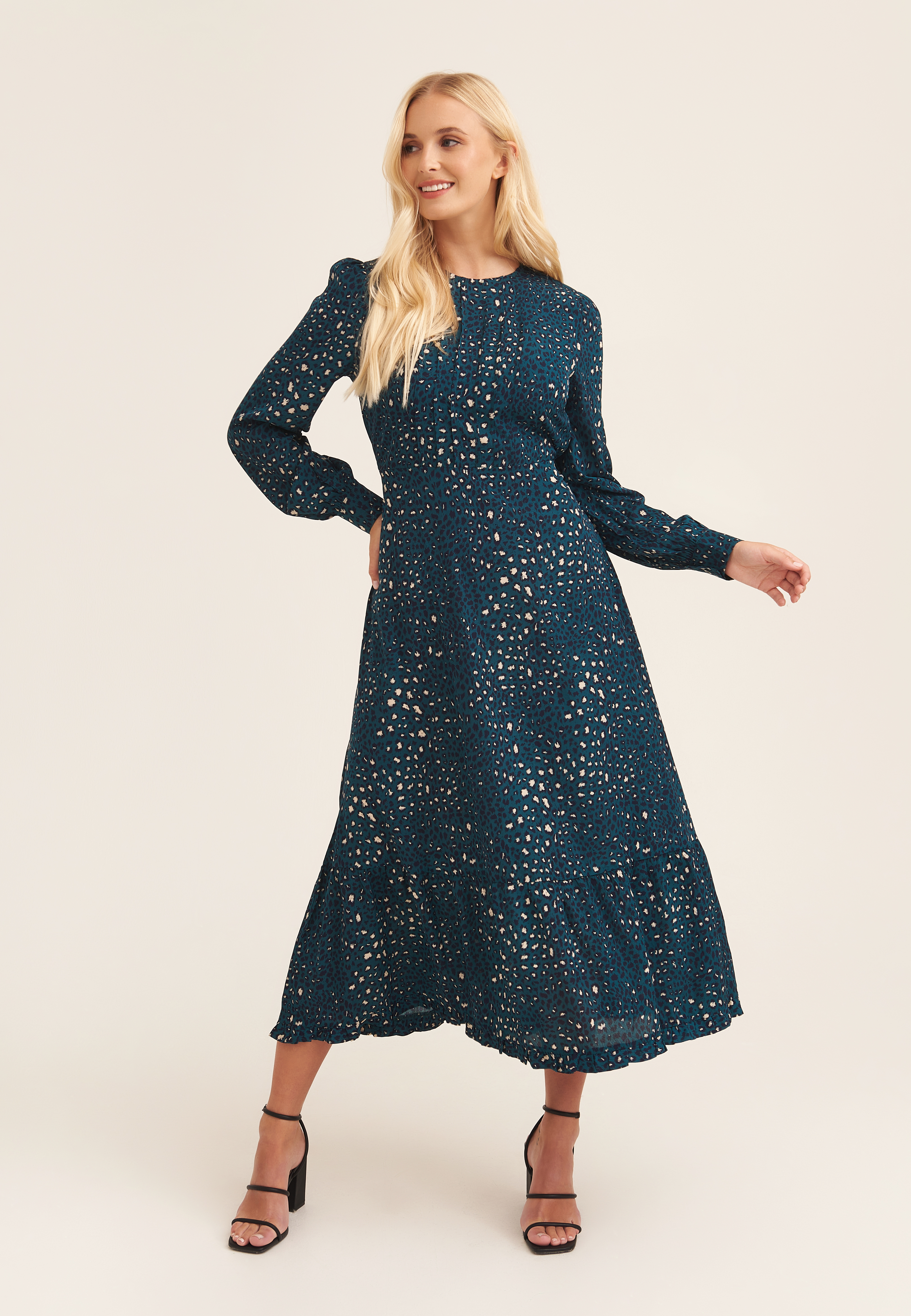 Gini London Leopardmönstrad långärmad maxiklänning dam – bild 2