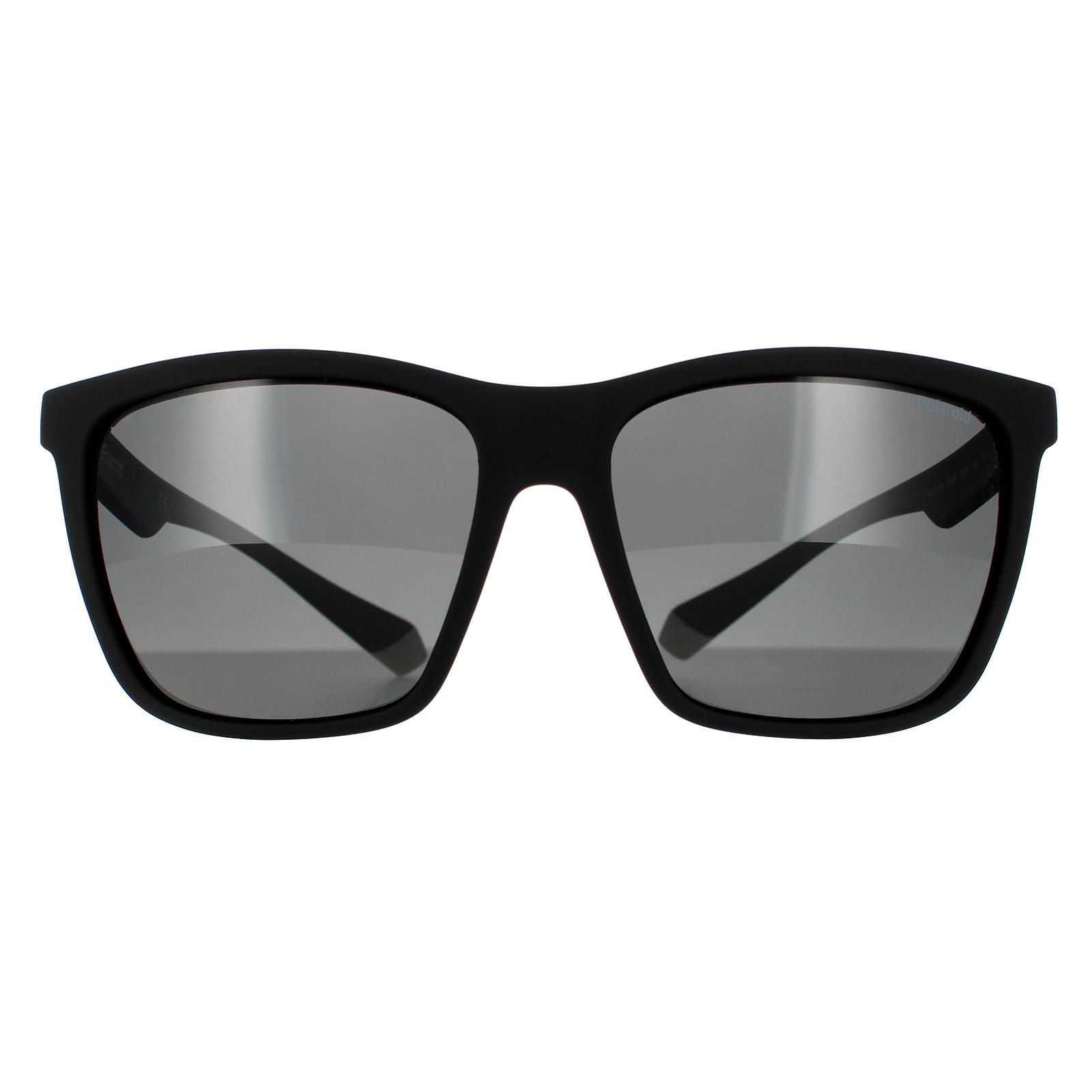 Thumbnail - Polaroid Rectangle Mens Schwarz Grau Grau Polarisierte Sonnenbrille