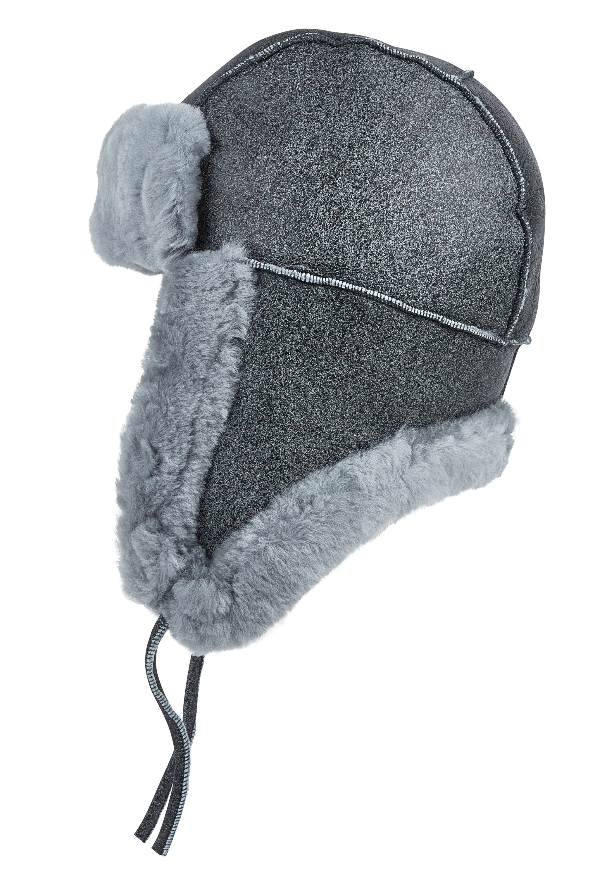 Infinity Leather Herr Grå RAF Aviator Mocka Fårskinn B-55 Trapper Hat Vinter Warm Leather Navigator Hat hattar – bild 2