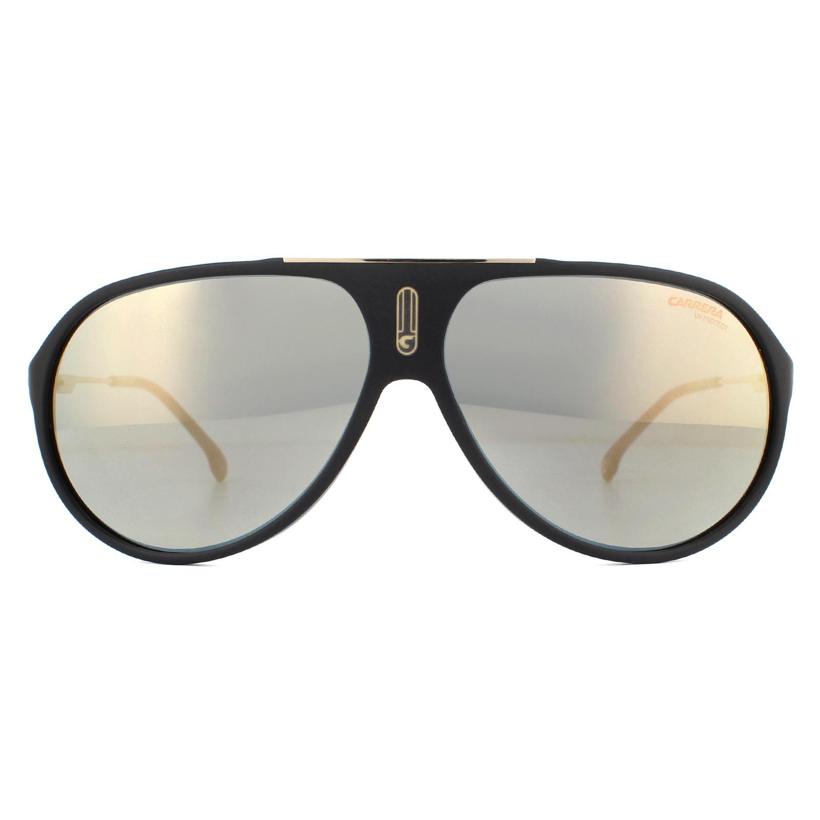 Thumbnail - Carrera Aviator Mens Matte Schwarz Gold Grau Bronze verspiegelte Sonnenbrille