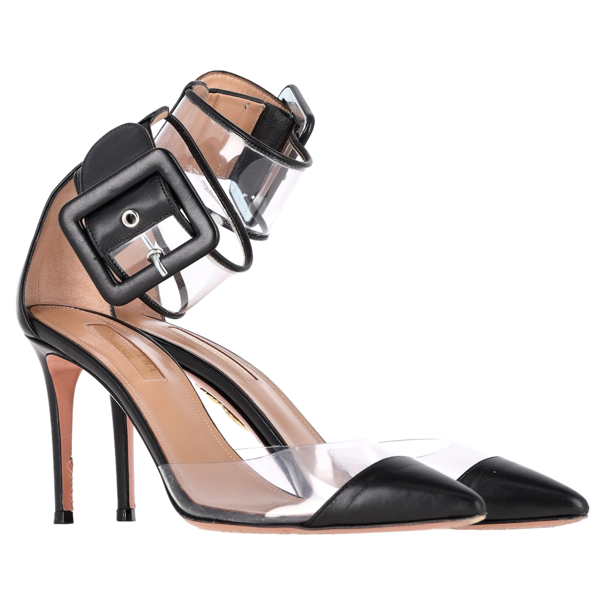 Aquazurra Pre-owned Aquazzura PVC Ankelrem Sandaler i Svart Läder dam – bild 2