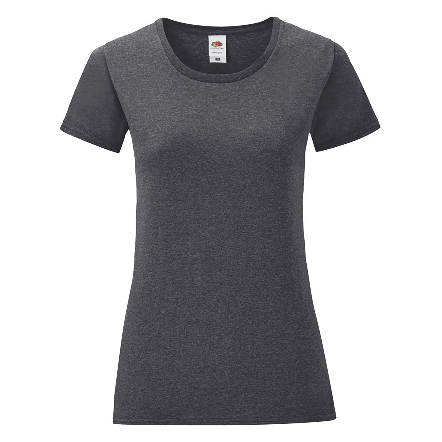 Thumbnail - Fruit Of The Loom Damen T-Shirt Iconic, kurzärmlig (Dunkelgrau meliert)