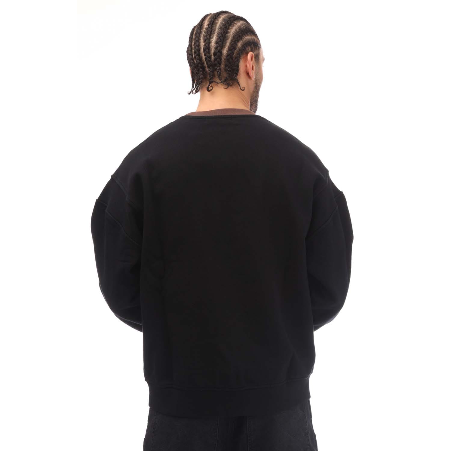 Ambush Fleece-bomulls VARSITY rundhalsad tröja i Marrone, Nero herr – bild 2