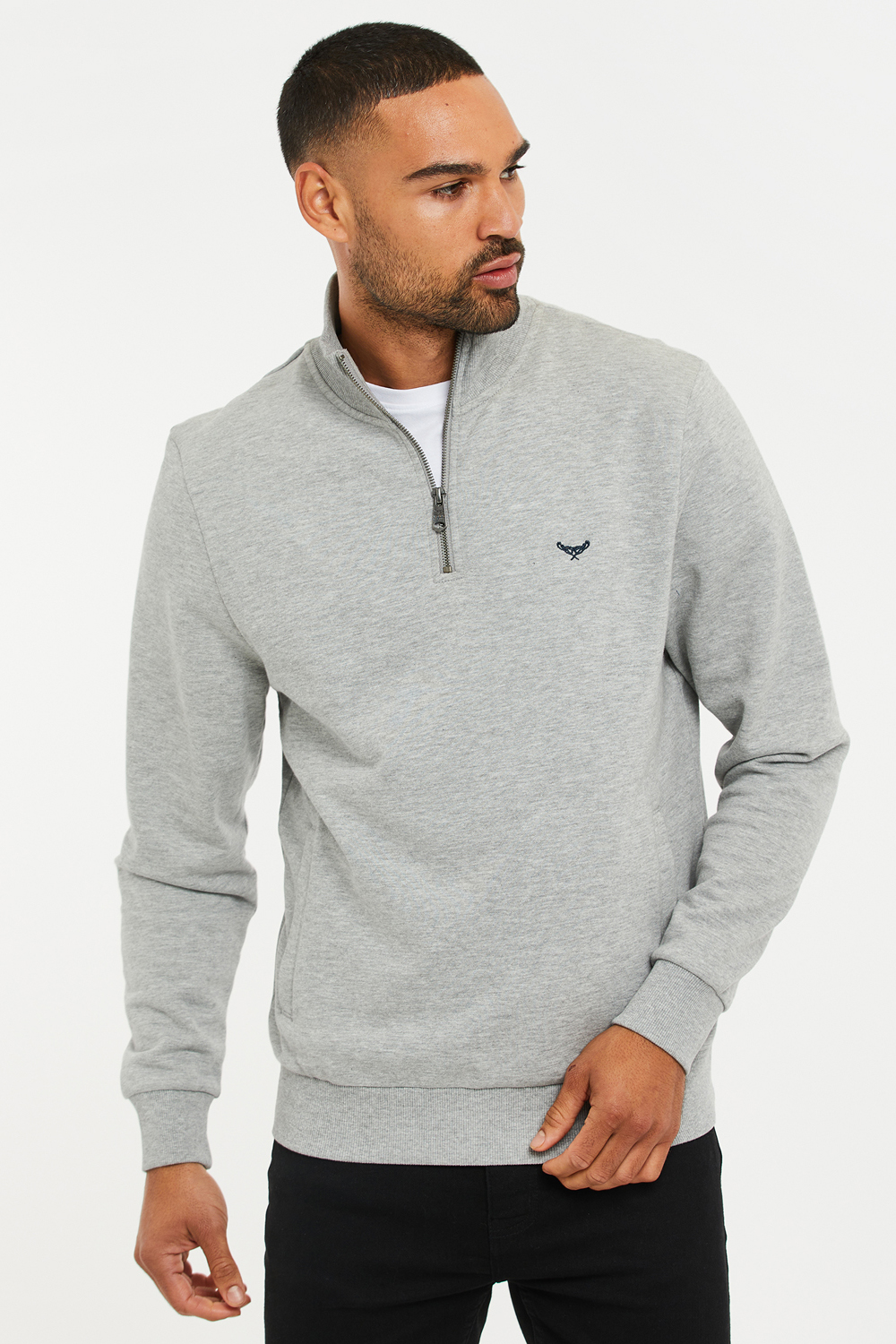 Threadbare Mens Navy 'Patricroft' 2 Pack Quarter Zip Neck Sweatshirt - Size X-Large