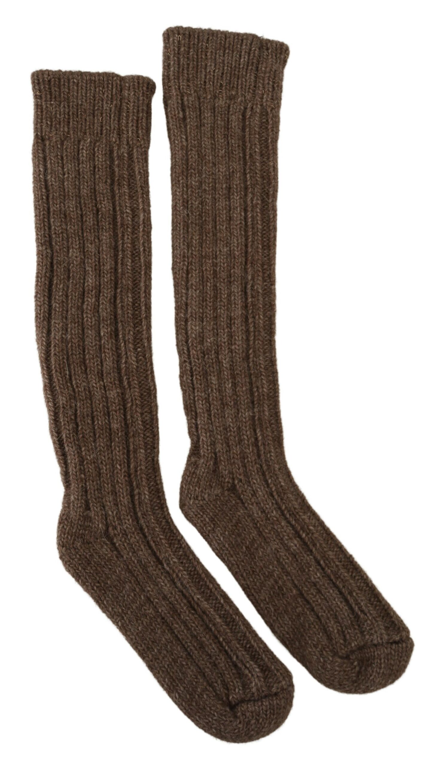 Dolce & Gabbana Chic Brun Ullblandning Höga Strumpor för Kvinnor