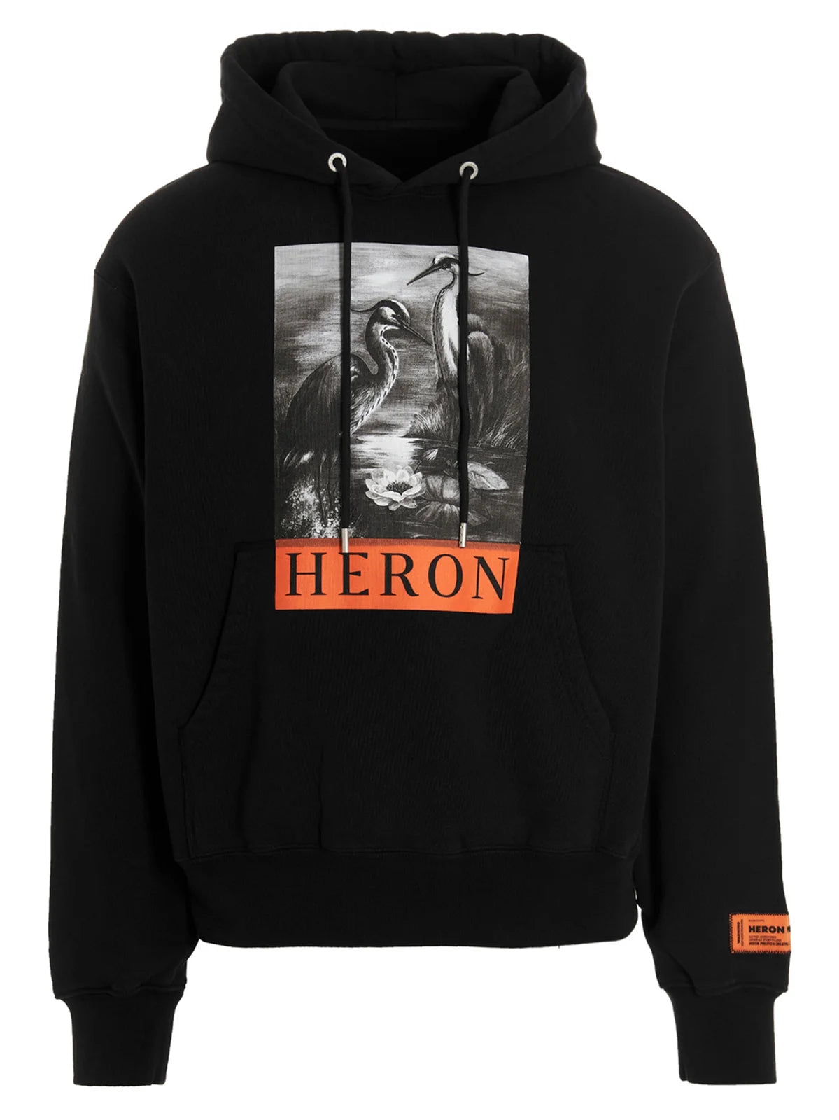 Heron Preston Mens Printed Hoodie in Black Cotton - Size Large