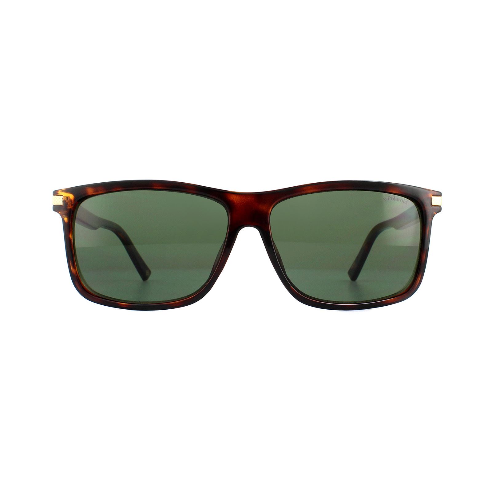 Thumbnail - Polaroid Rectangle Mens Dark Havana Green Polarisierte Sonnenbrille