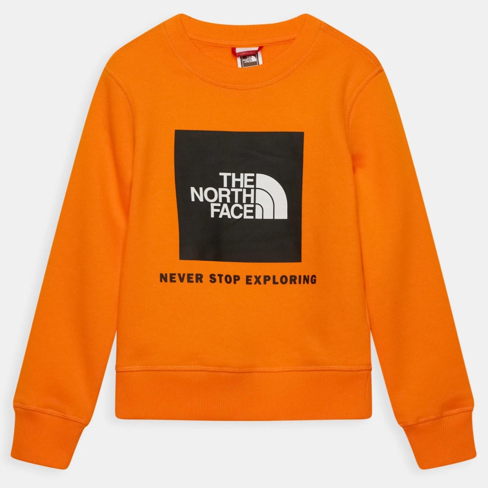 The North Face jeugdbox sweatshirt met ronde hals in geel