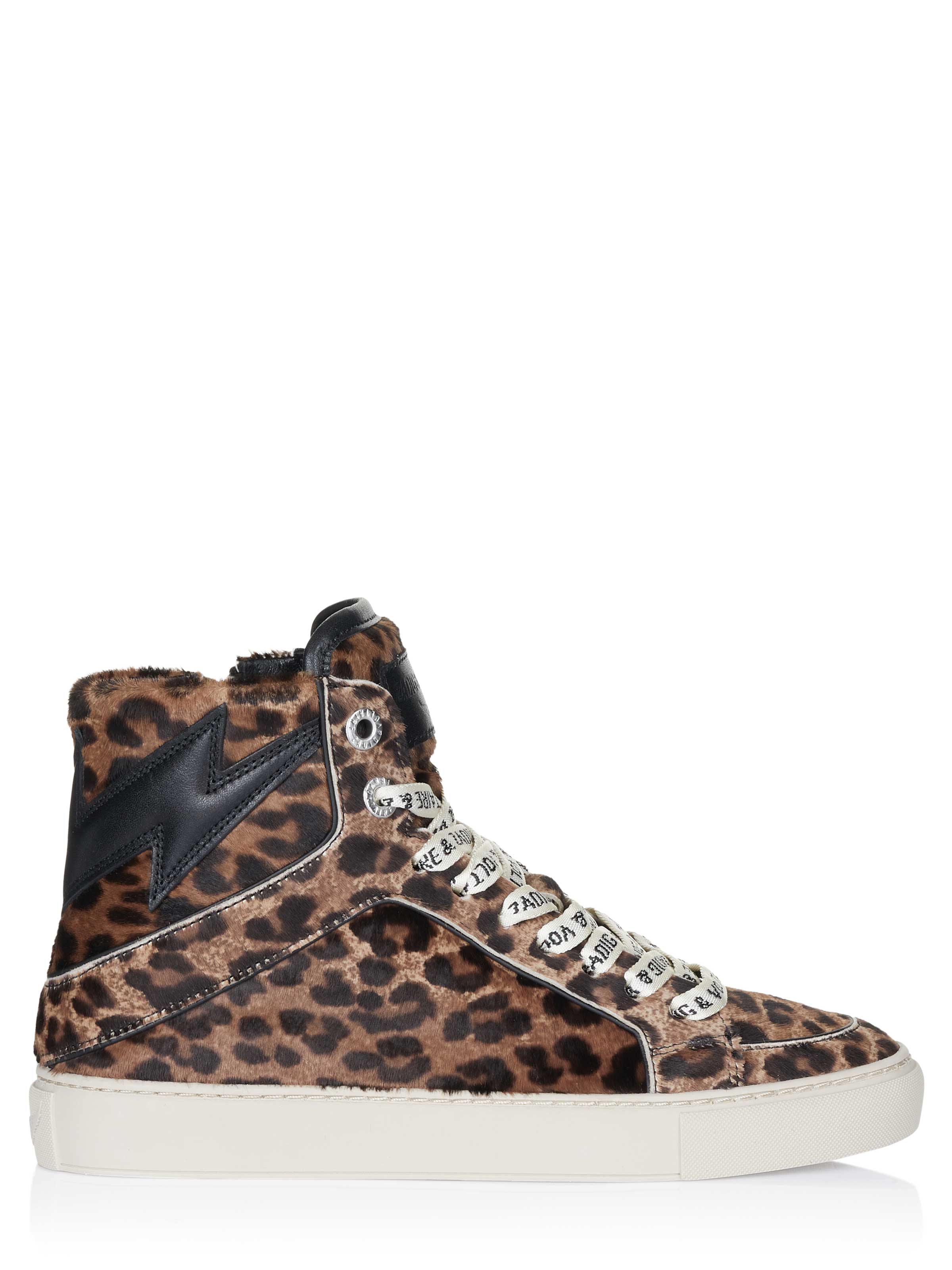 Zadig Voltaire High Flash Printed Cowskin Wit Schuhe braun