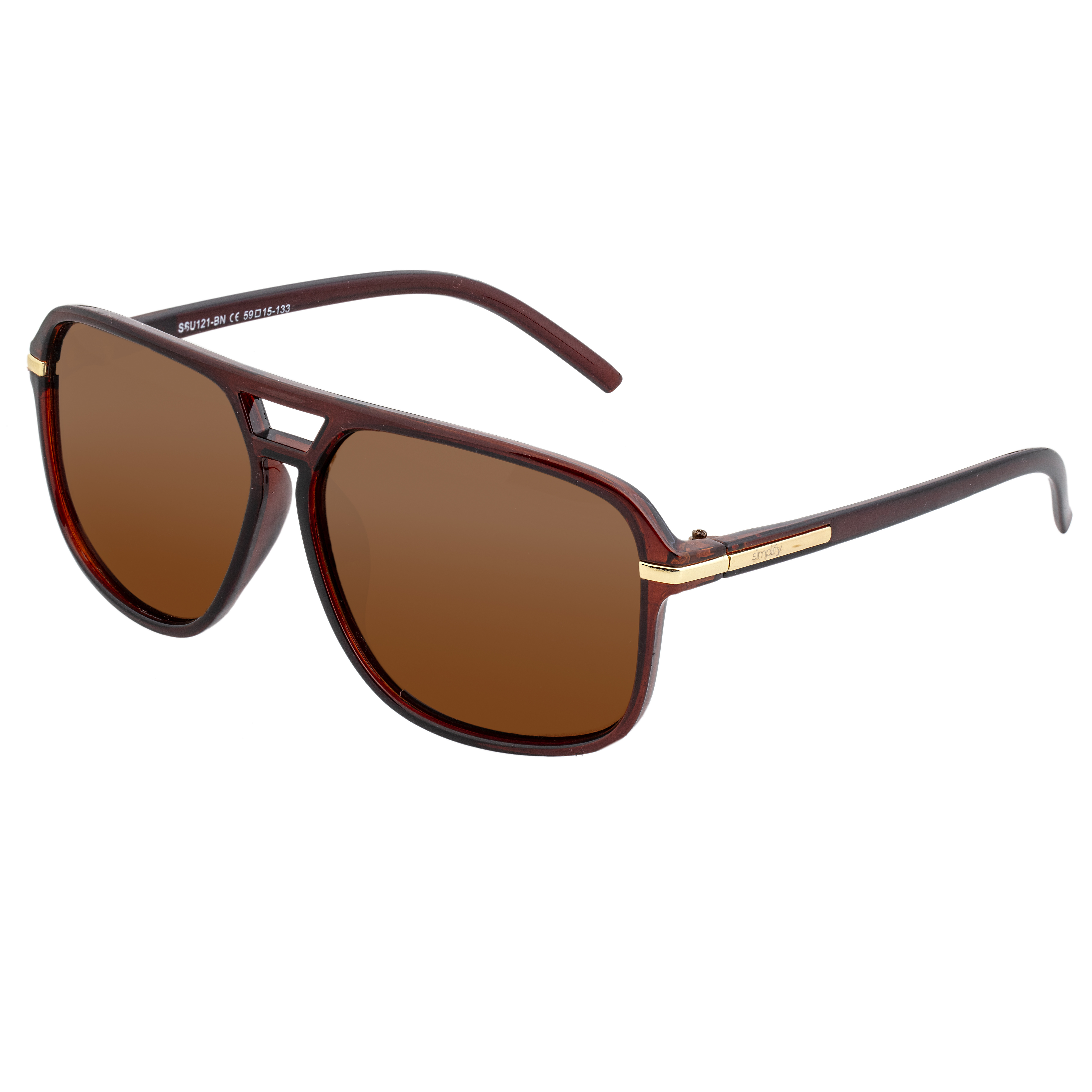 Simplify Unisex Reed Polarized Sunglasses - Brown Stainless Steel - One Size