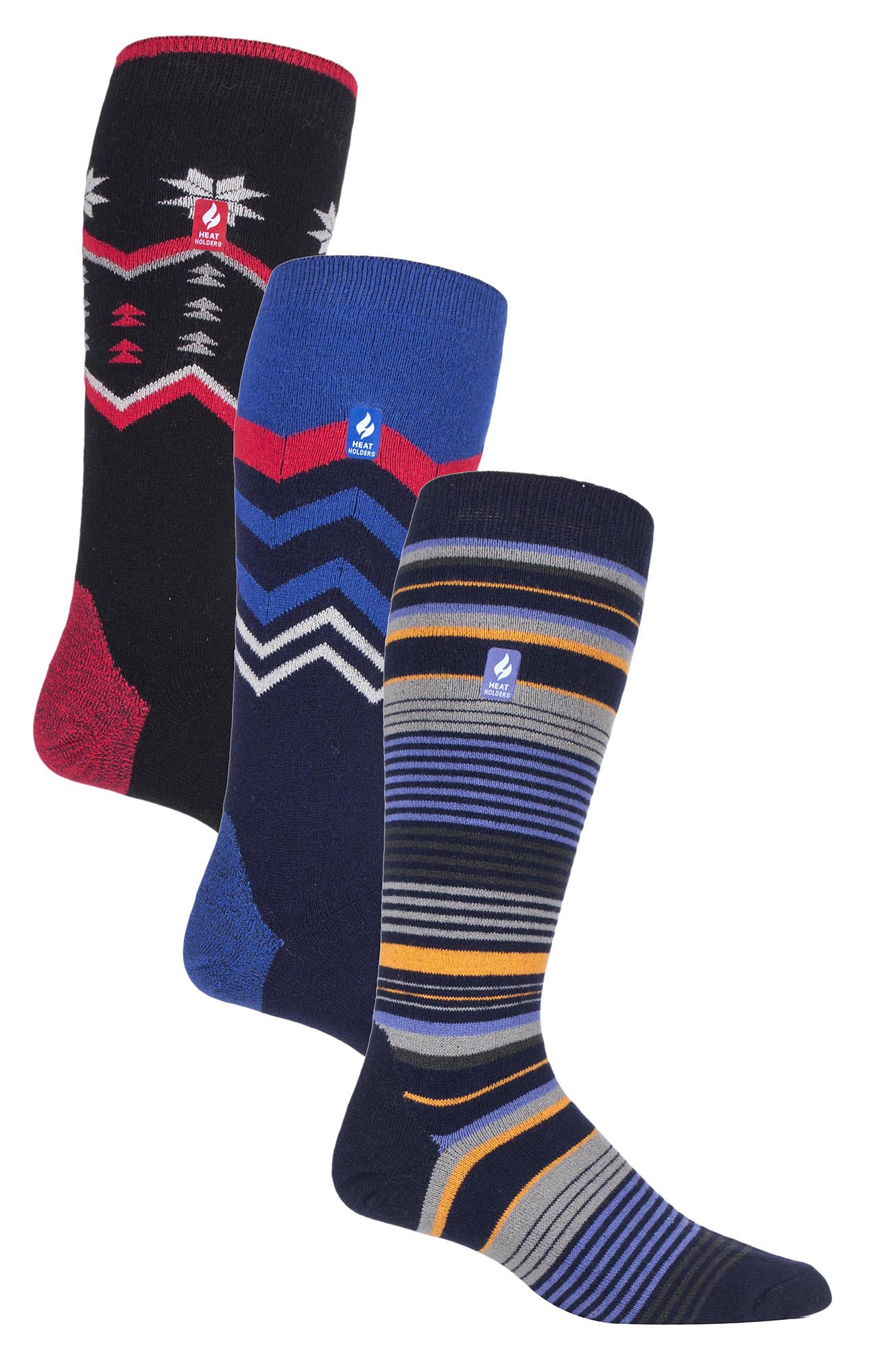 Thumbnail - 3 Paar Assorted Multipack Ultra Lite Herren Skisocken | Wärmehalter | Funky Retro Style Knee High Socks - Mix 2