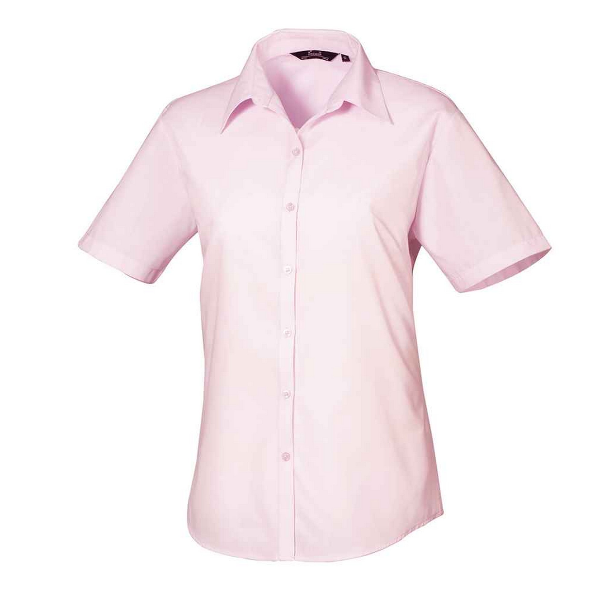 Premier Womens/Ladies Poplin Short-Sleeved Blouse (Pink) - Size 8 UK