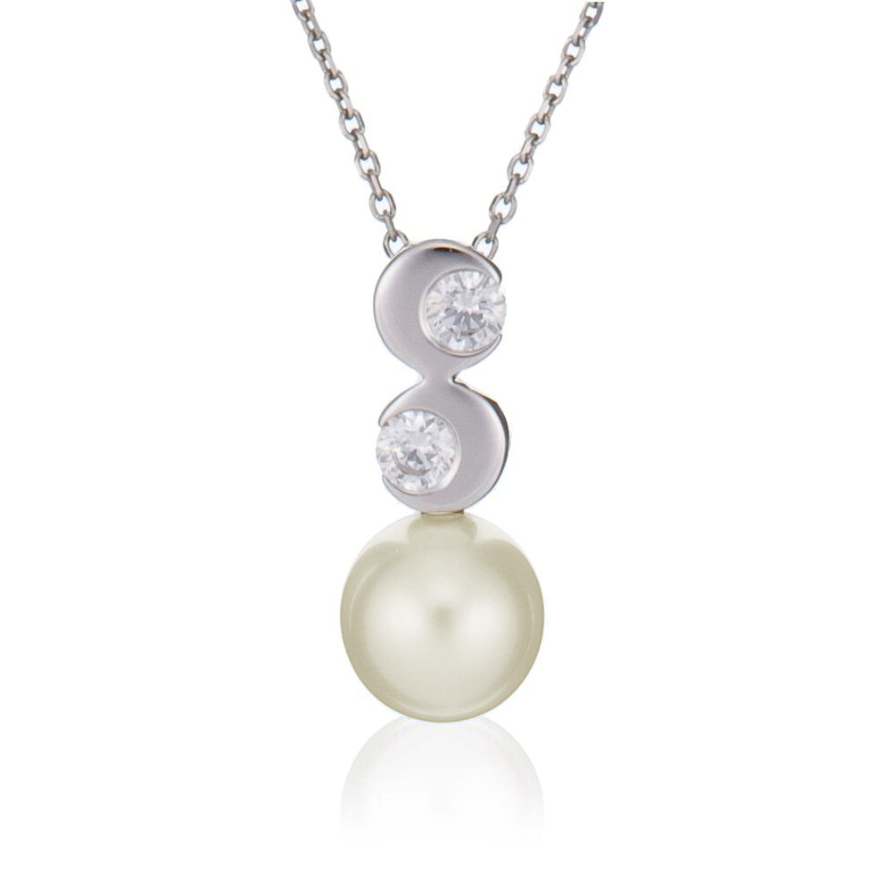 Thumbnail - Orphelia Damen-Anhänger Sterling-Silber 925 mit Kette – Weiß ZH-4698