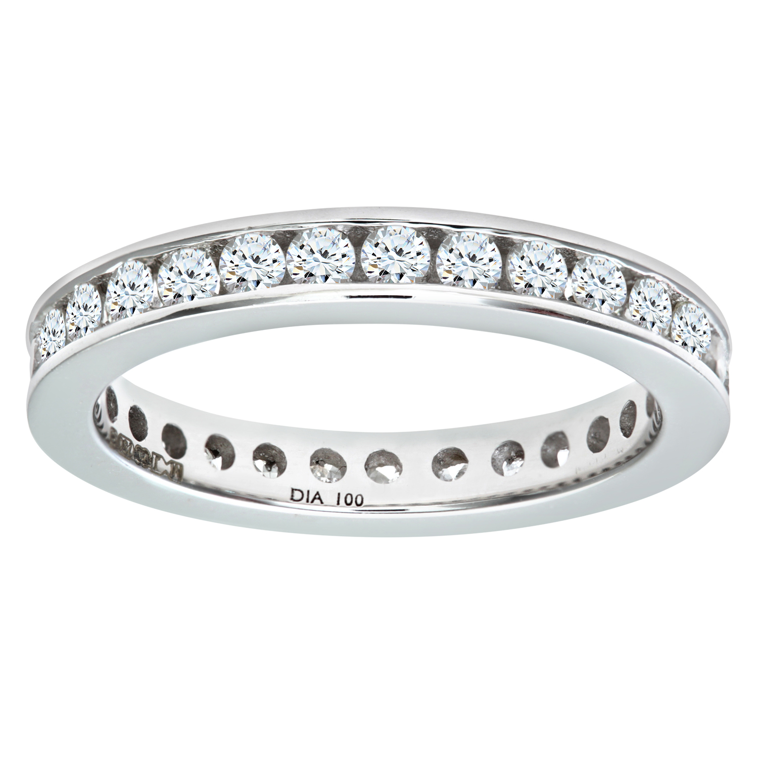 Diamant L’Eternel Womens 18ct White Gold 1 Carat Diamond Channel Set Eternity Ring – Size M