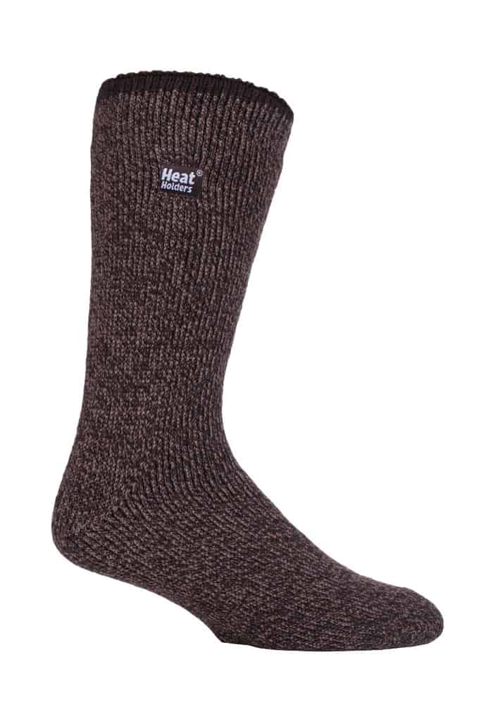 Heat Holders Mens Winter Merino Wool Thermal Socks with Reinforced Heel and Toe - Brown Nylon - Size UK 6-11