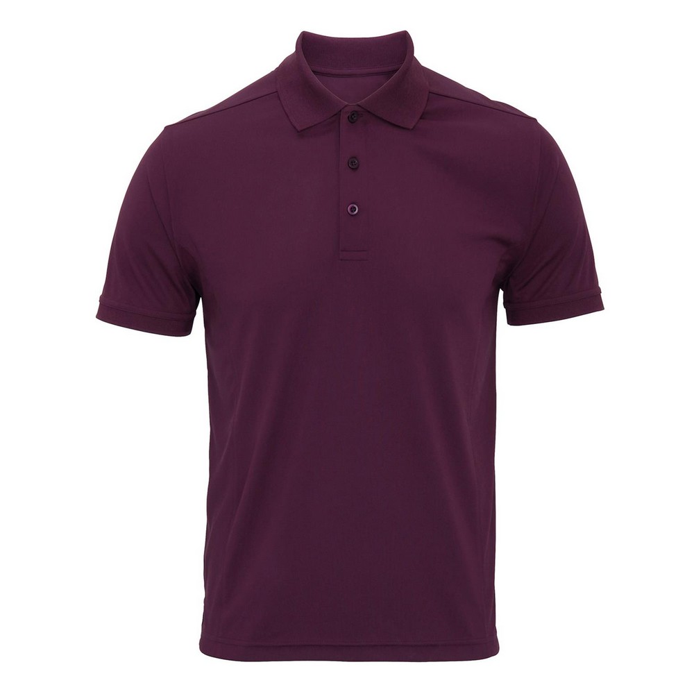 Thumbnail - Premier Herren Coolchecker Pique Polo Shirt (Aubergine)