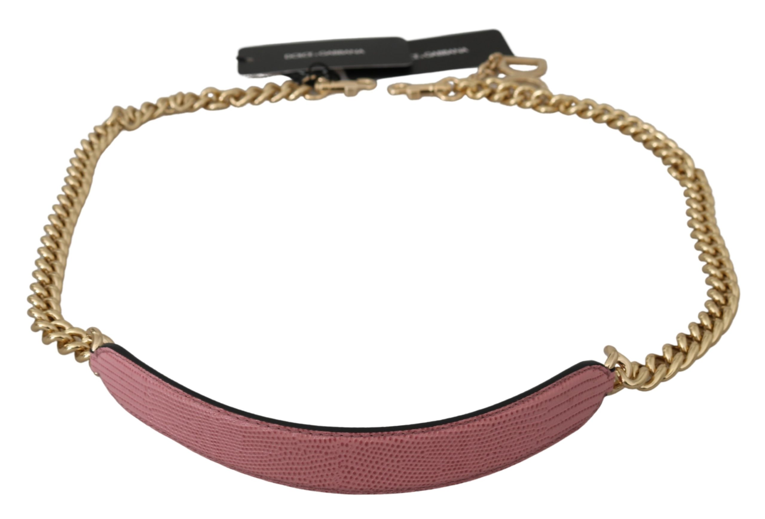 Thumbnail - Dolce & Gabbana Women's Pink Leather Gold Chain Accessory Shoulder Strap (anglais)
