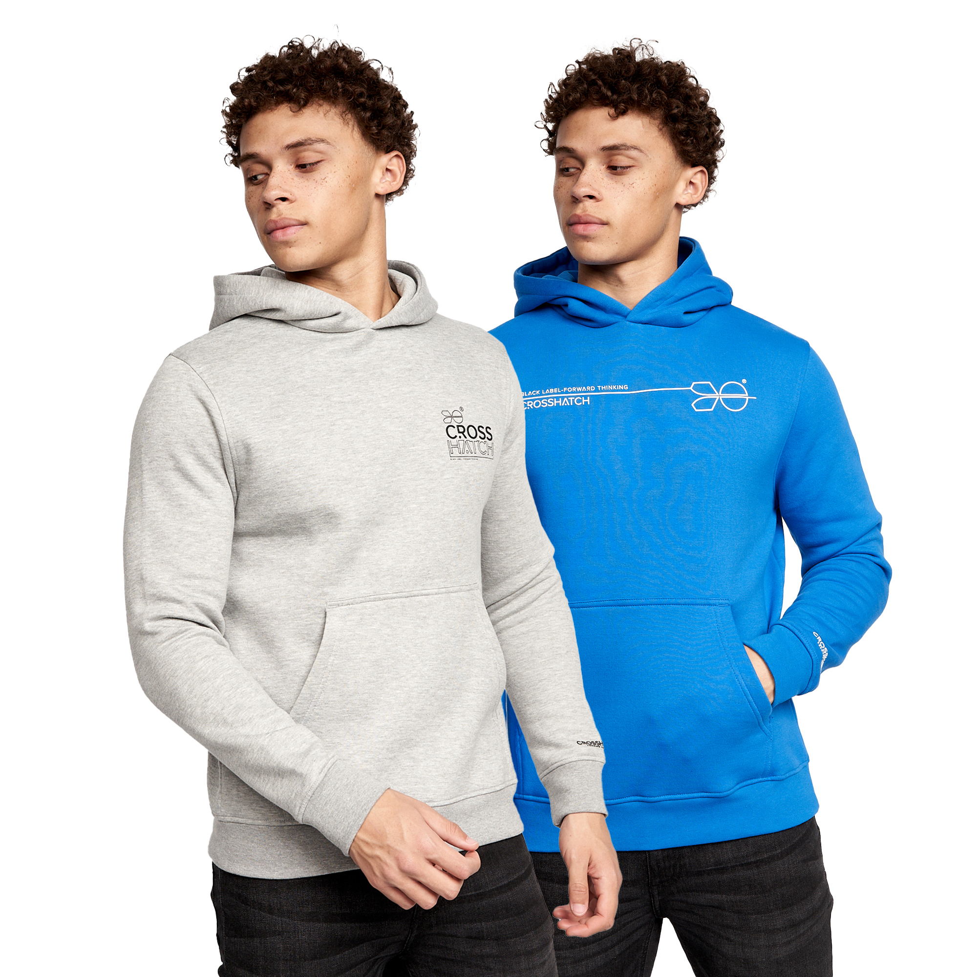 Thumbnail - Crosshatch - "Burmax" Kapuzenpullover für Herren (2er-Pack) (Blau/Grau)