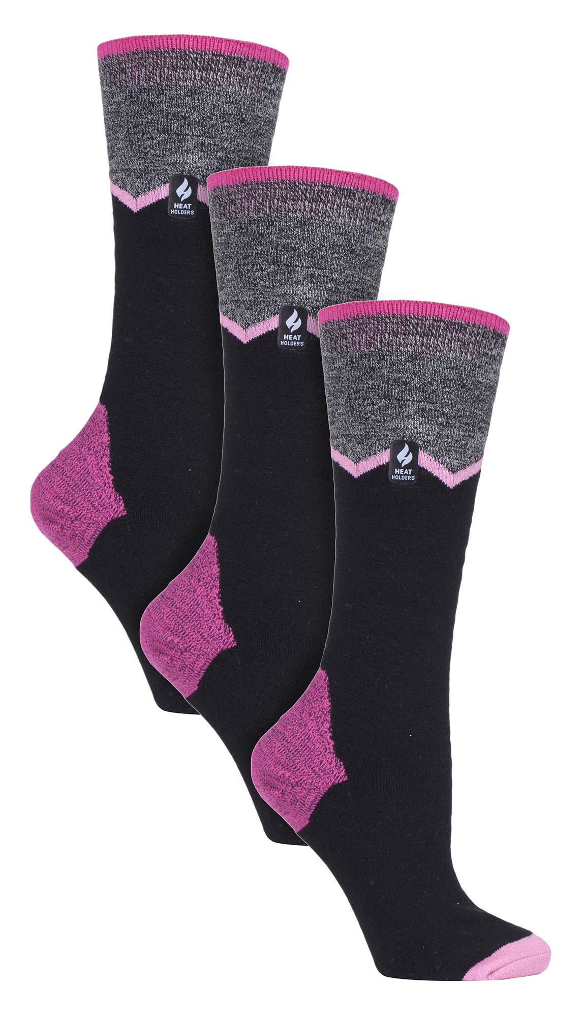 Thumbnail - 3 Paar Multipack Ultra Lite Damen Skisocken | Wärmehalter | Damen Funky Patterned Striped Knee High Socks - Schwarz Zig ...