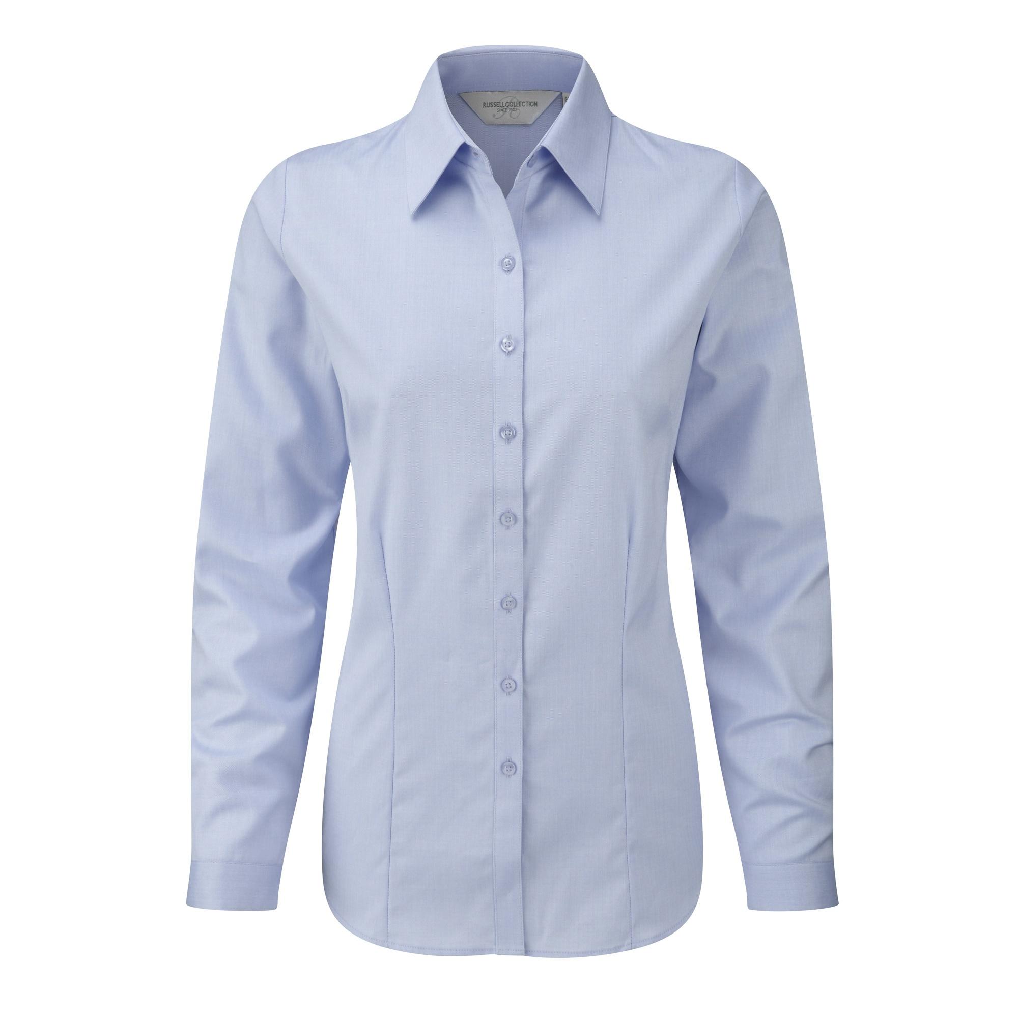 Russell Athletic Russell Ladies/Womens Herringbone Long Sleeve Work Shirt (Light Blue) skjortor & blusar – bild 2