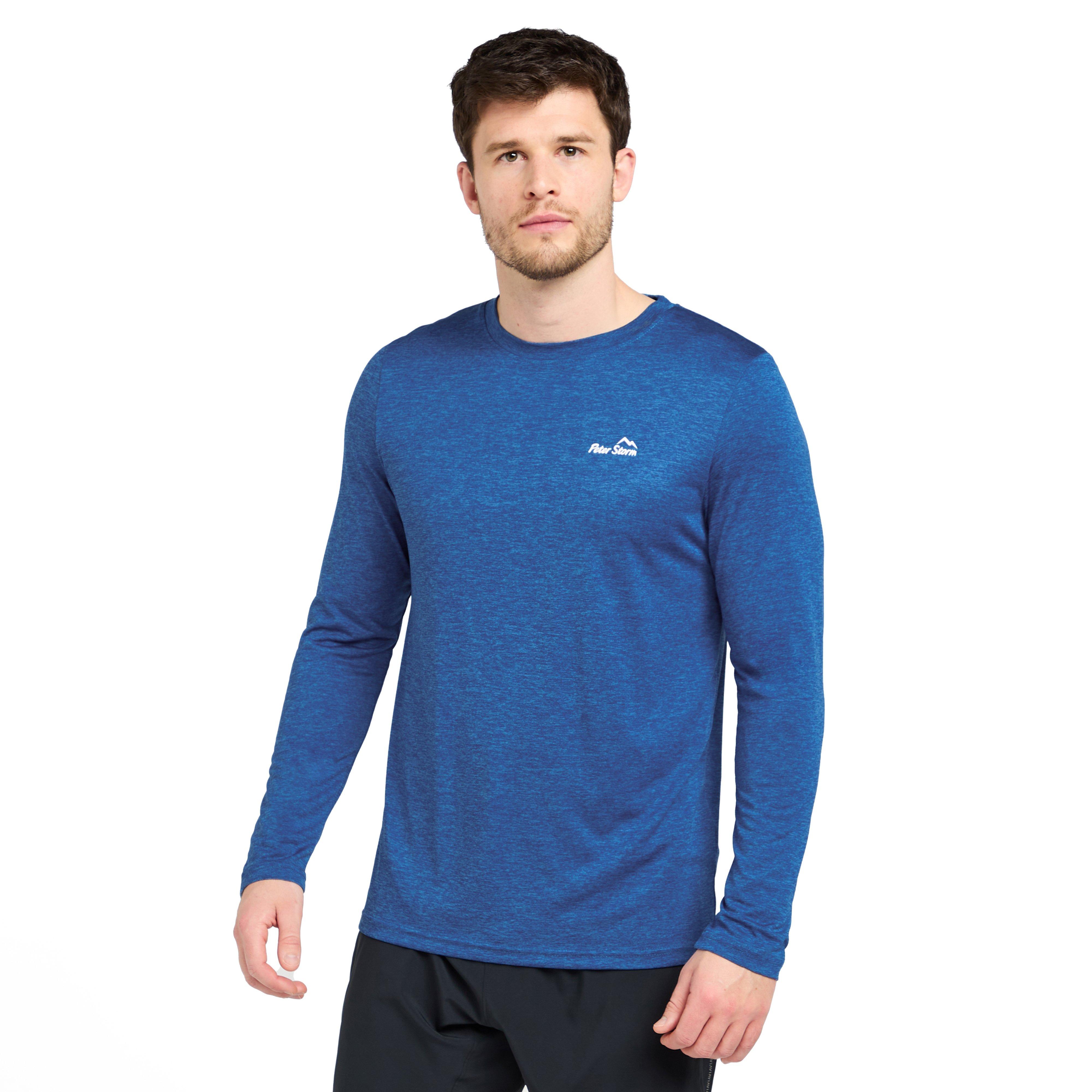 Peter Storm Mens Active Long Sleeve T-Shirt, Lightweight and Breathable Baselayer Top - Blue - Size 2XL