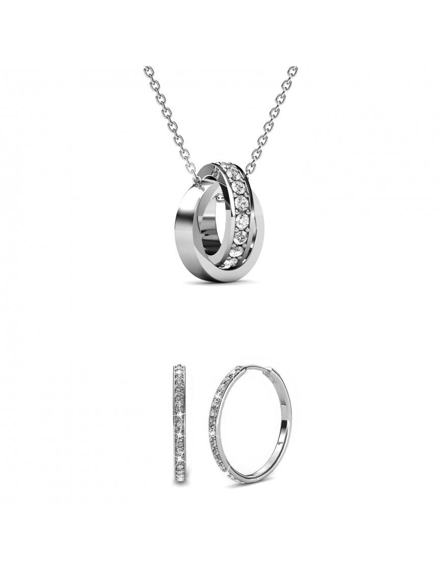 Parures Chic Circle Hoop Argenté och Cristal
