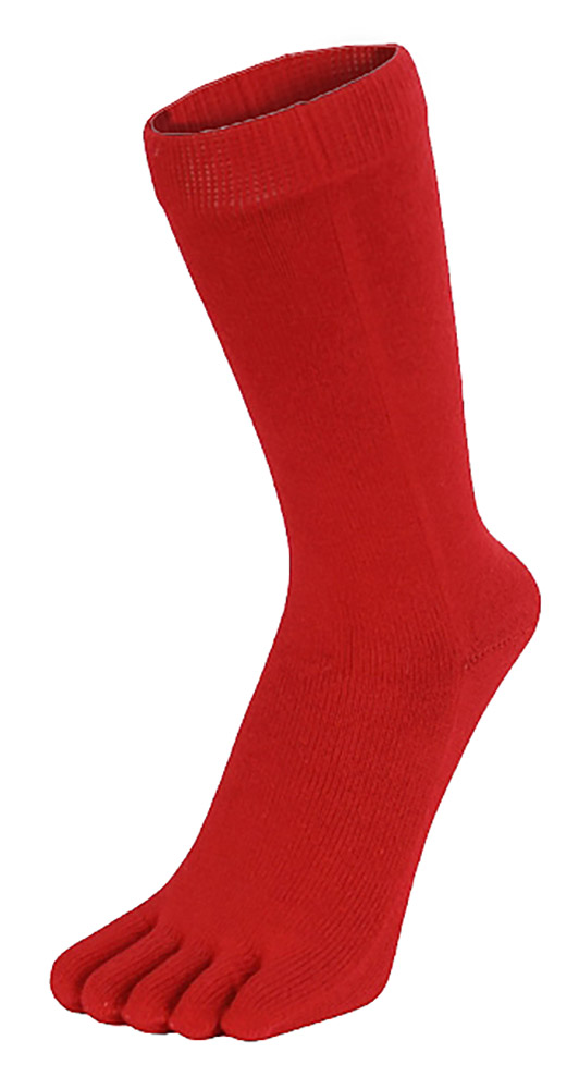 Thumbnail - TOETOE - Herren- und Damen-Essential Mittelhöhe Weiche Atmungsaktive Baumwollzehensocken - Rot