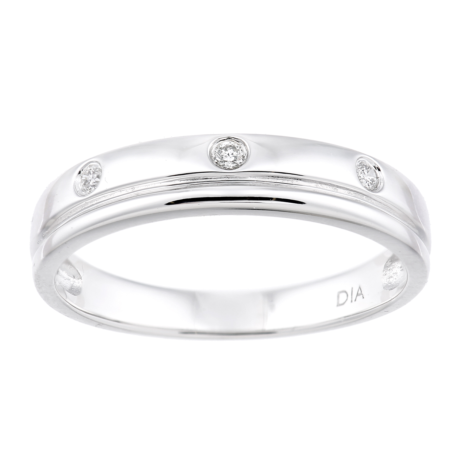Diamant L’Eternel Womens 9ct White Gold with 0.04ct Diamond Eternity Ring – Size N – Size N