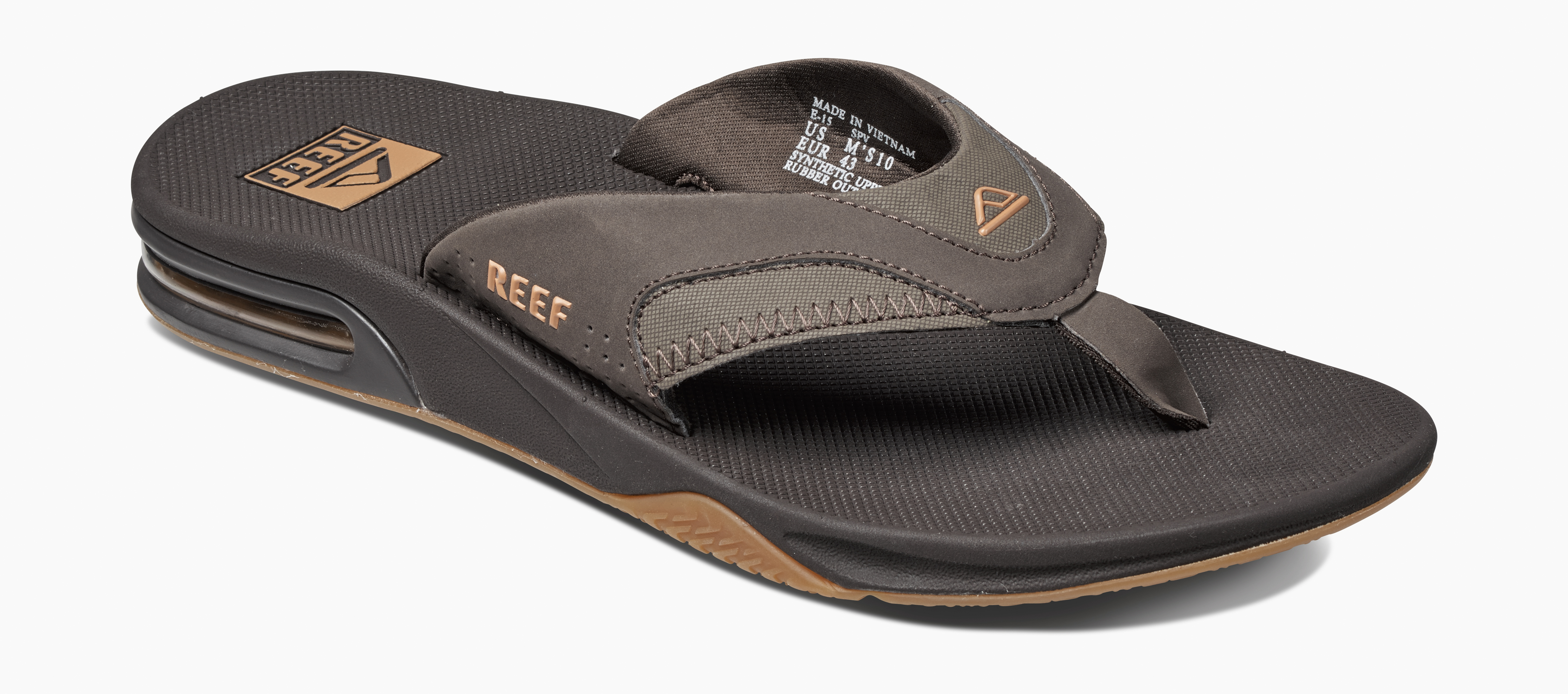 Reef Mens Fanning Flip-Flop Brown/Gum Rubber/Plastic - Size Uk 13