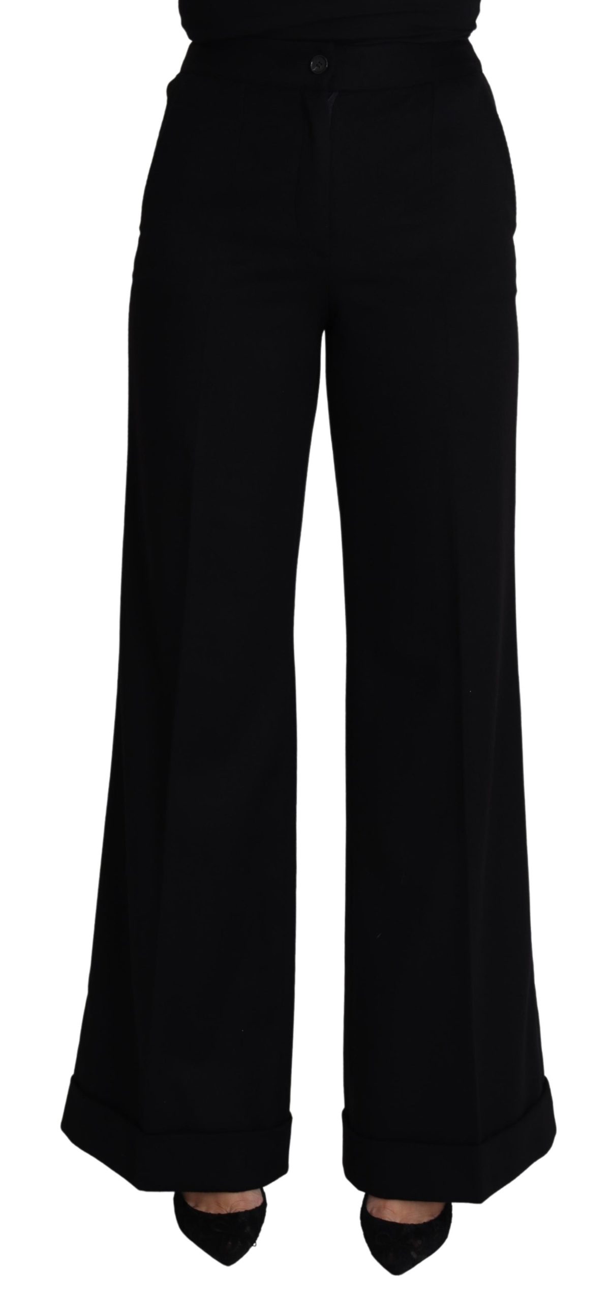 Dolce & Gabbana Pantalon évasé noir à jambes larges pour femme - Pantalon en cachemire