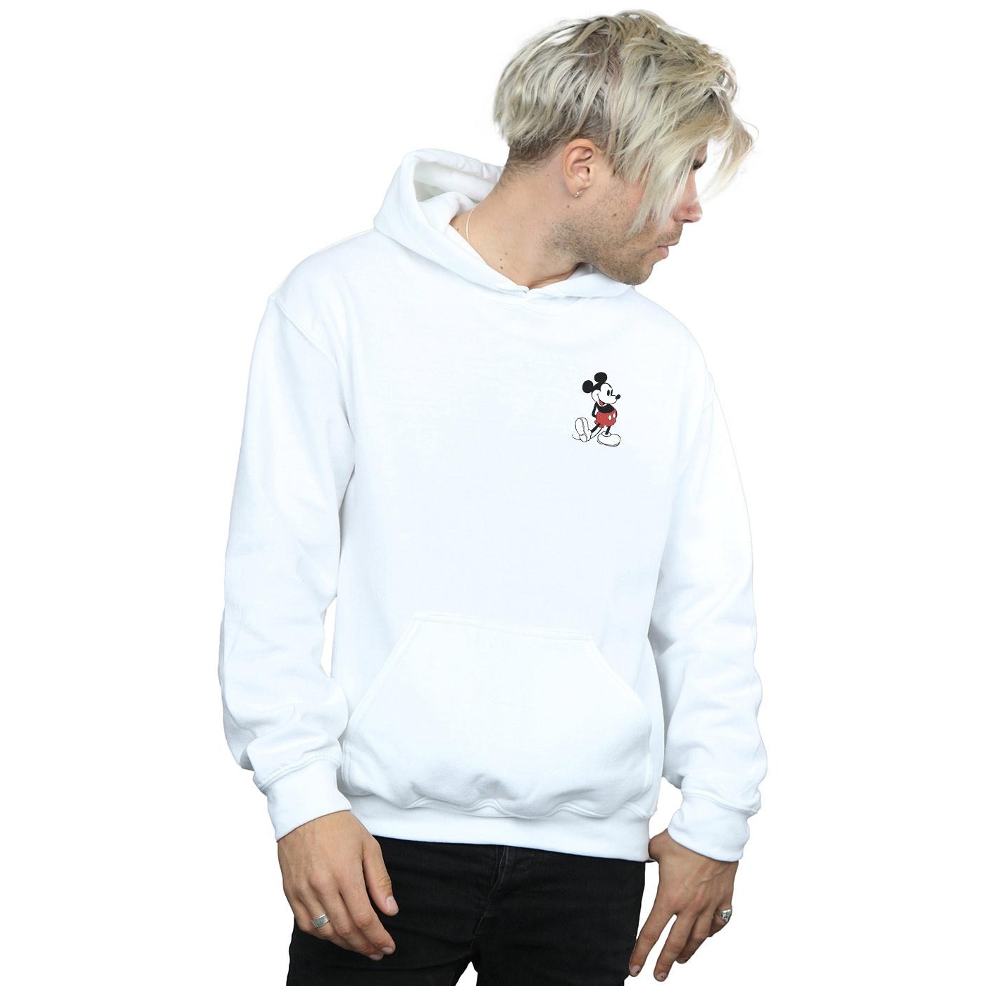Disney Mens Mickey Mouse Kickin Retro Chest Hoodie (White) herr – bild 2