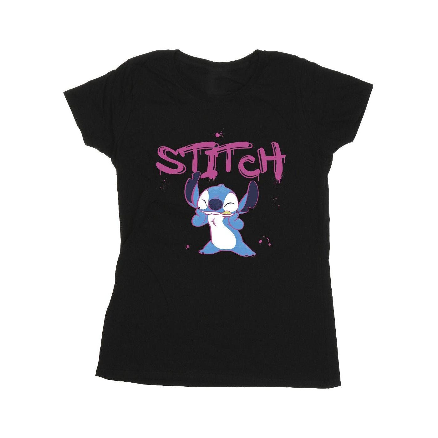 Thumbnail - Disney - "Lilo And Stitch Graffiti" T-Shirt für Damen (Schwarz)