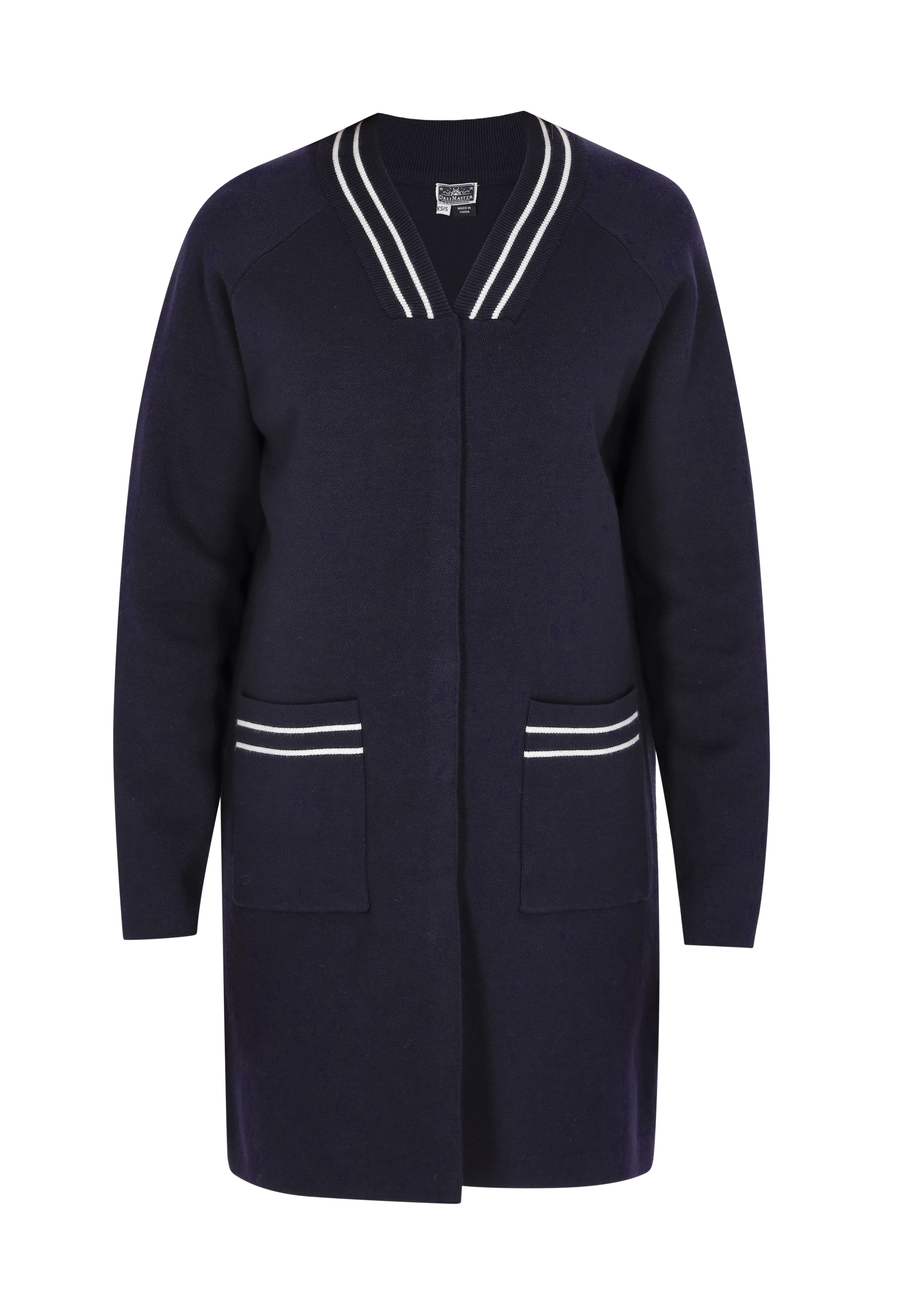 Dreimaster Cardigan Damen Marine Weiss Streifen