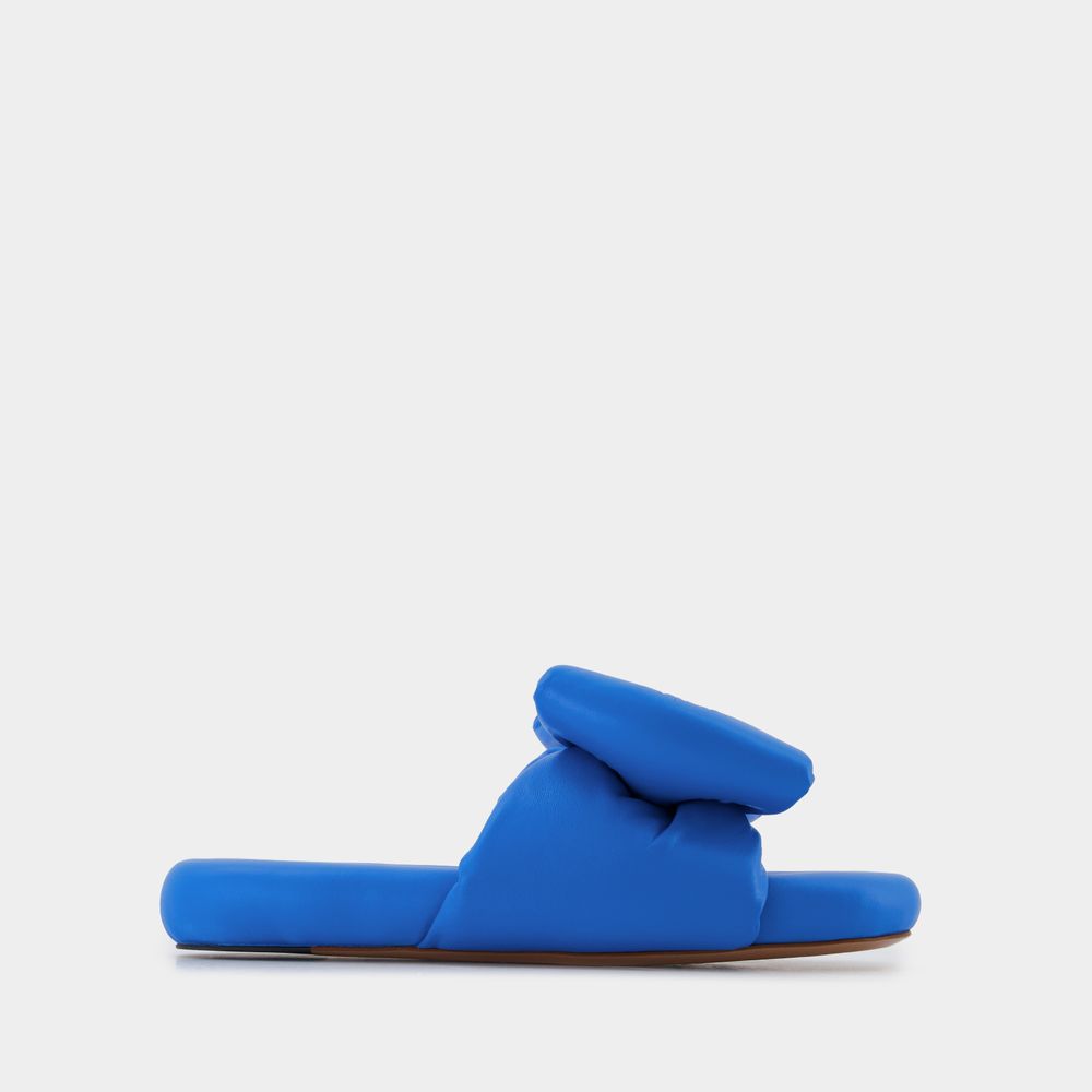 Off-White Bow vadderade slides - Off White - Blå - Läder